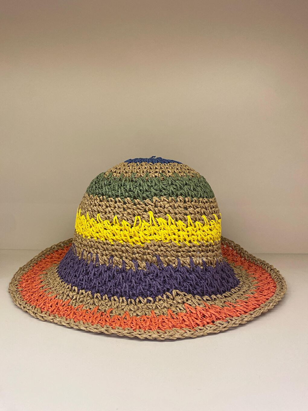 Kahverengi Kadın Camel El Örgüsü Hasır Şapka Hsr2066