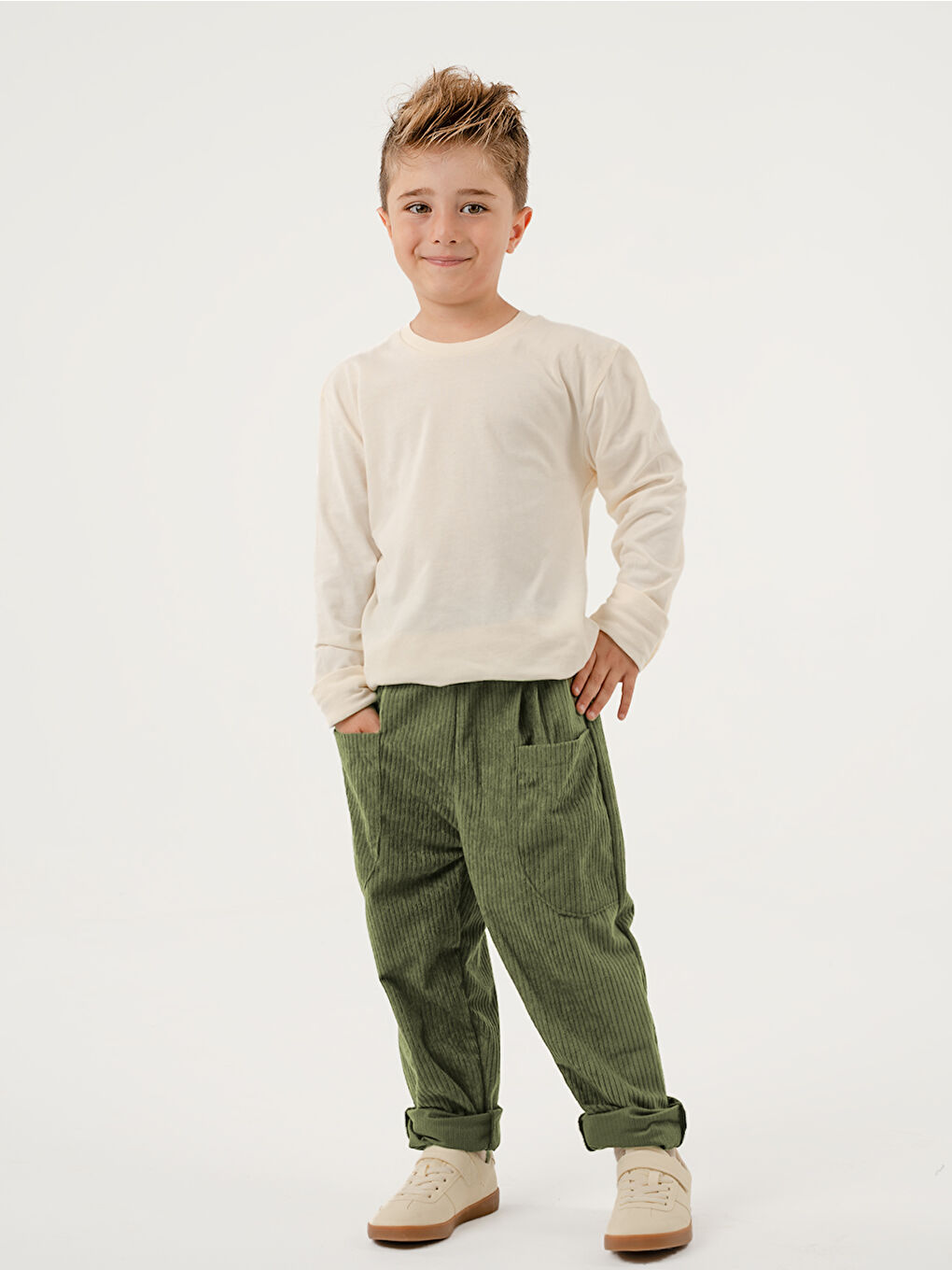 2'li Paket Yumuşak Kadife Boyfriend Pantolon ( Haki&Camel )-1