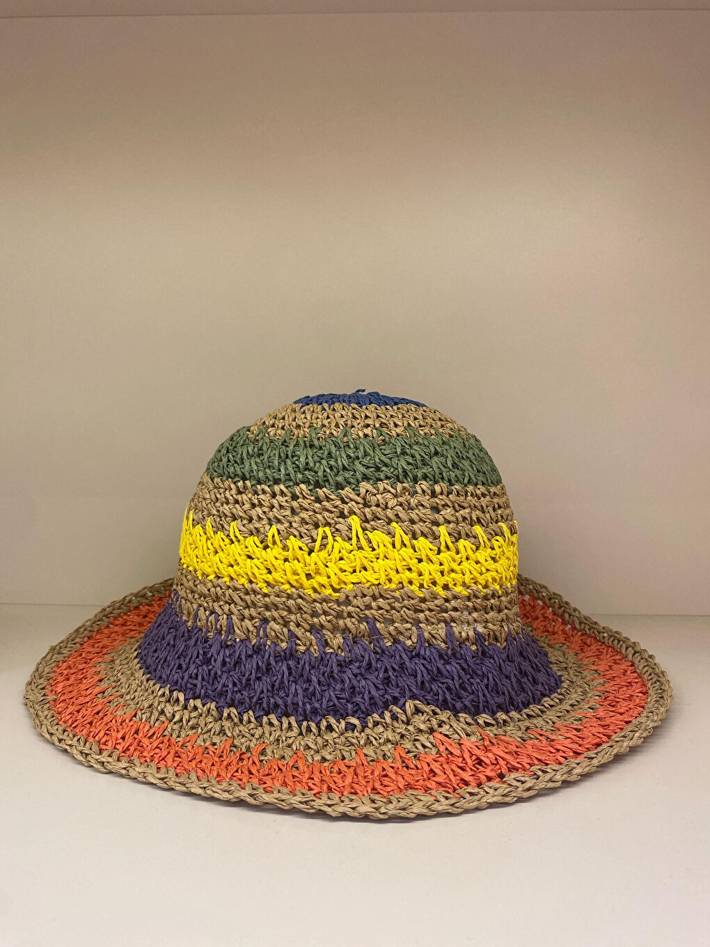 Kahverengi Kadın Camel El Örgüsü Hasır Şapka Hsr2066-1