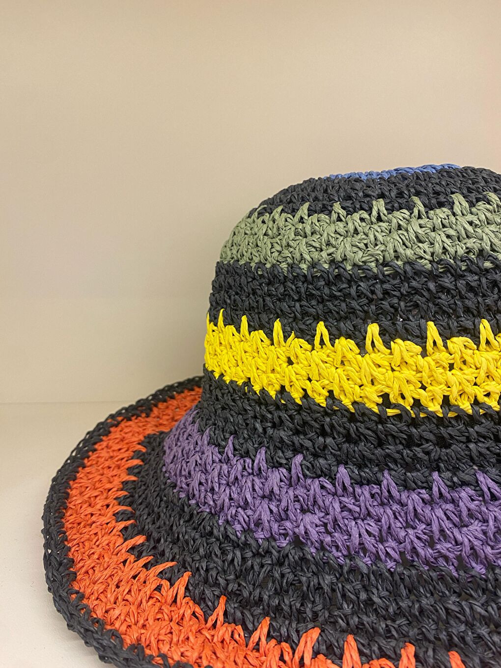 Kadın Siyah El Örgüsü Hasır Şapka Hsr2066-2