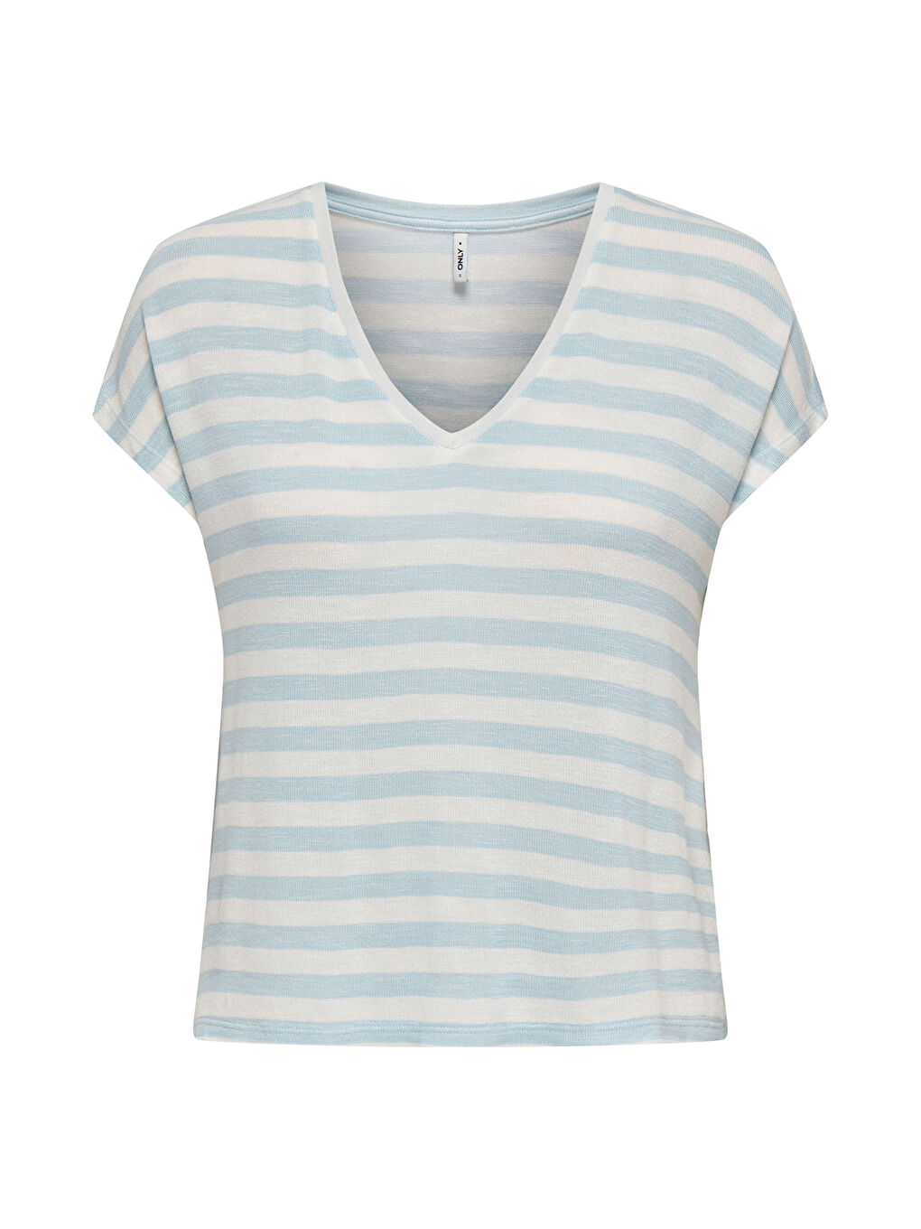 Beyaz Onlliran Regular Fit Çizgili V Yaka T Shirt 15369780