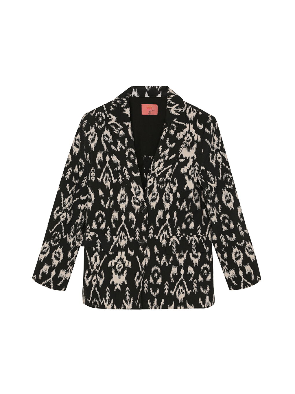 Etnik Desenli Kruvaze Blazer Ceket Siyah