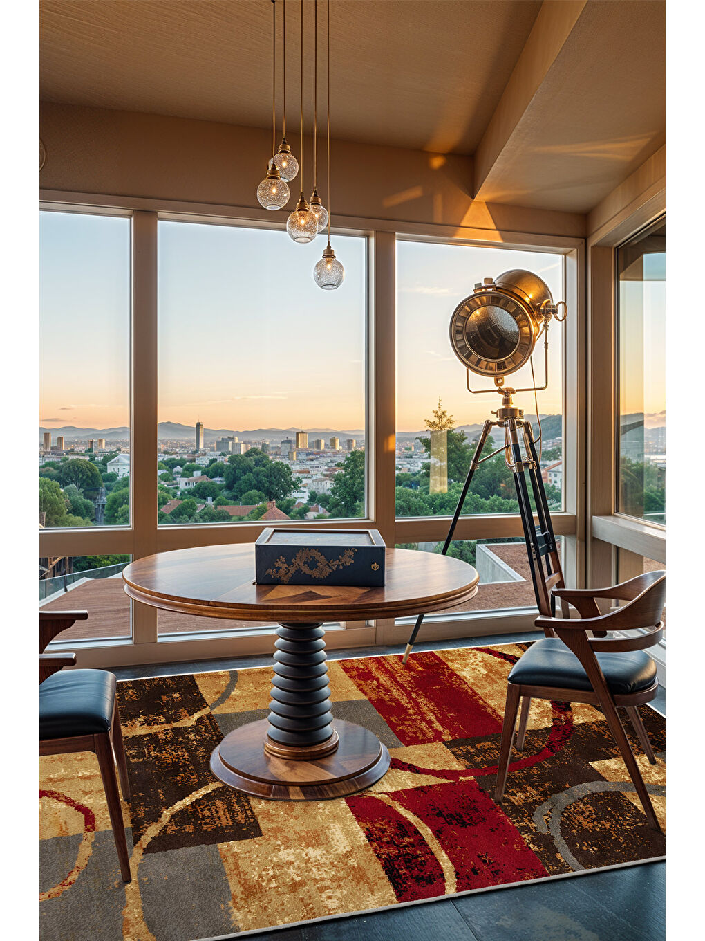 Bej Dekoratif Özel Tasarım Yıkanabilir İnce Kaymaz Tabanlı Modern Halı KECE FR02-1