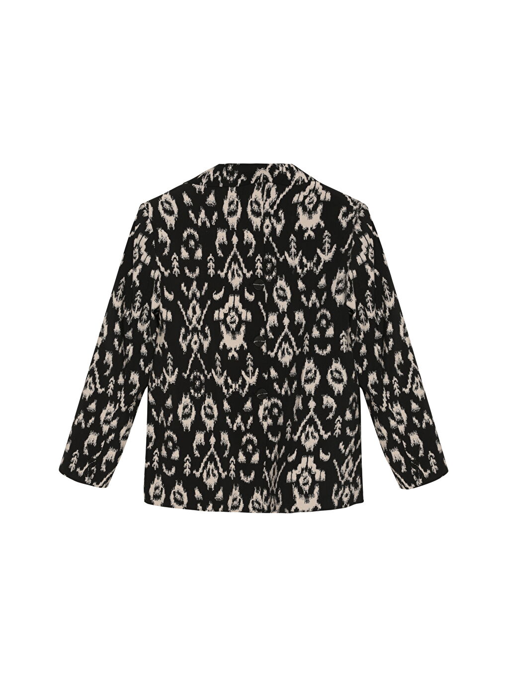 Etnik Desenli Kruvaze Blazer Ceket Siyah-1