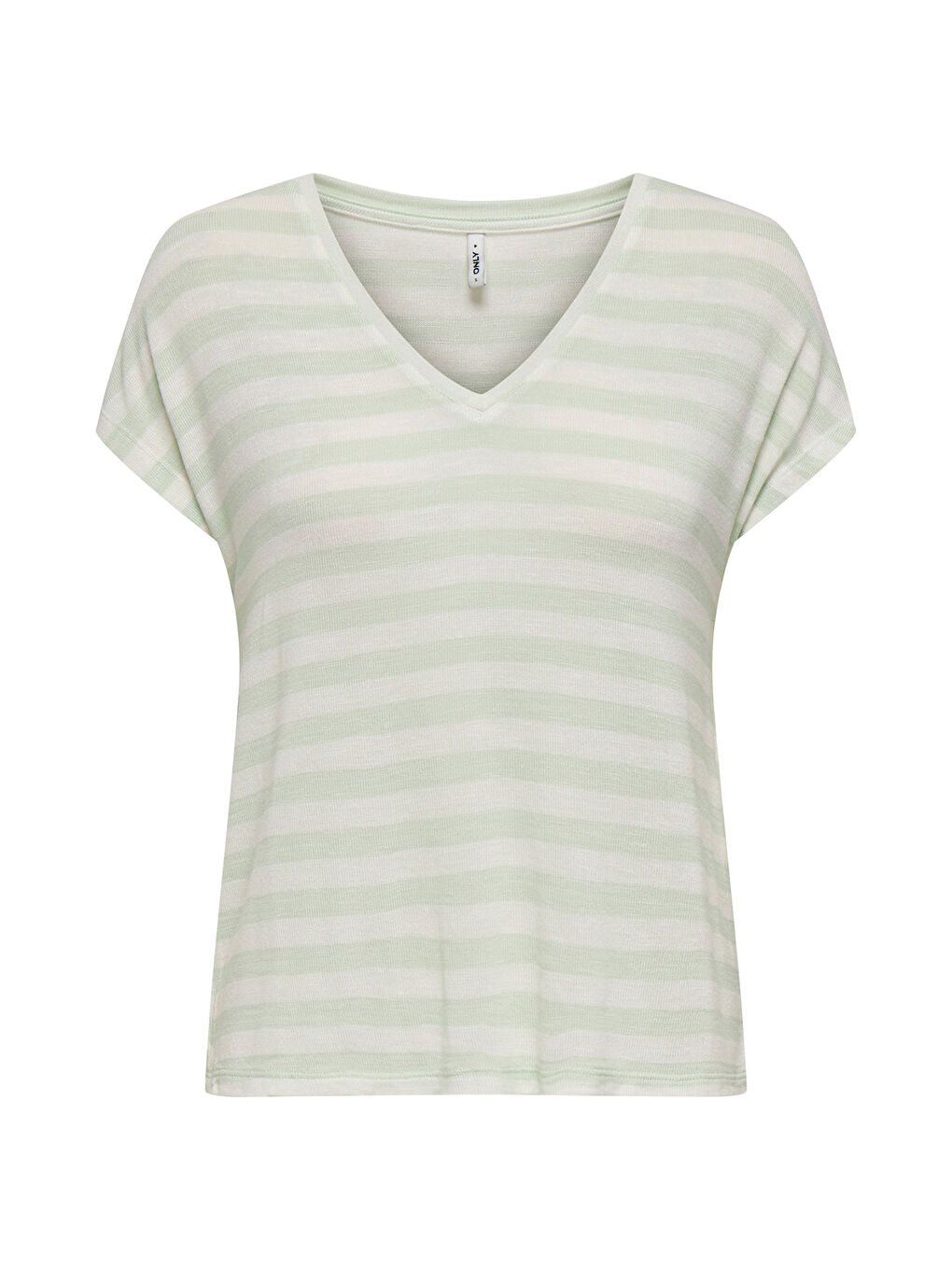 Beyaz Onlliran Regular Fit Çizgili V Yaka T Shirt 15369780