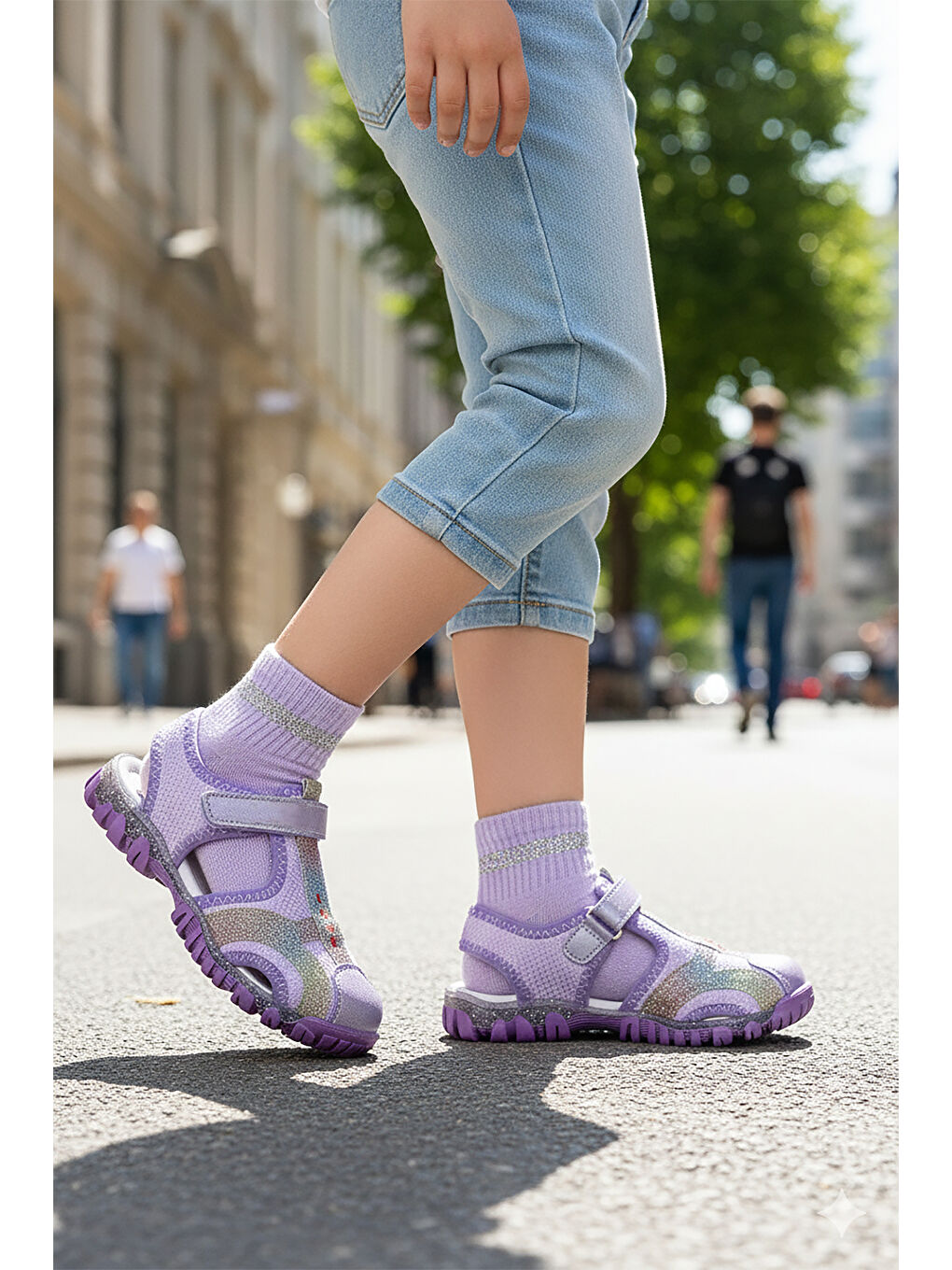 Lila Marsa Cırtlı Kız Çocuk Sandalet-2