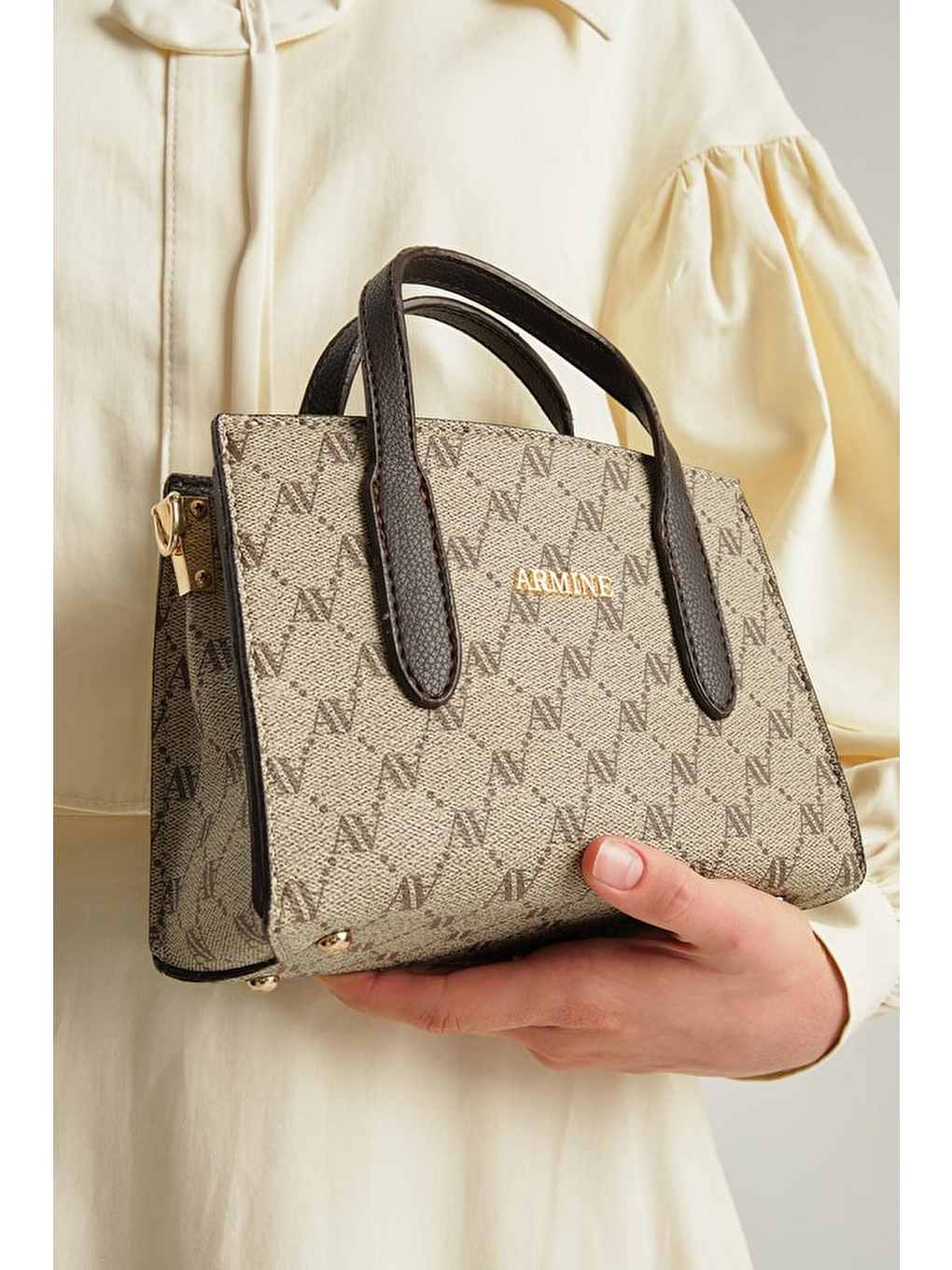 Bej Noktalı Çanta Vizon-2