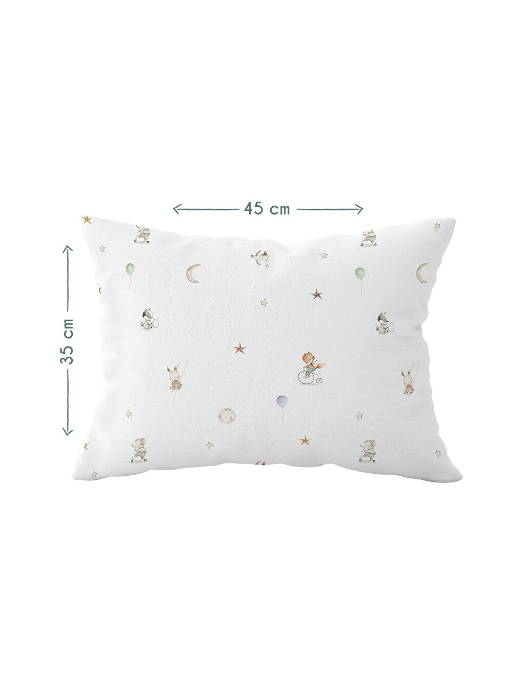 Beyaz Circus %100 Pamuk Saten Bebek Yastık Kılıfı 35 x 45 cm