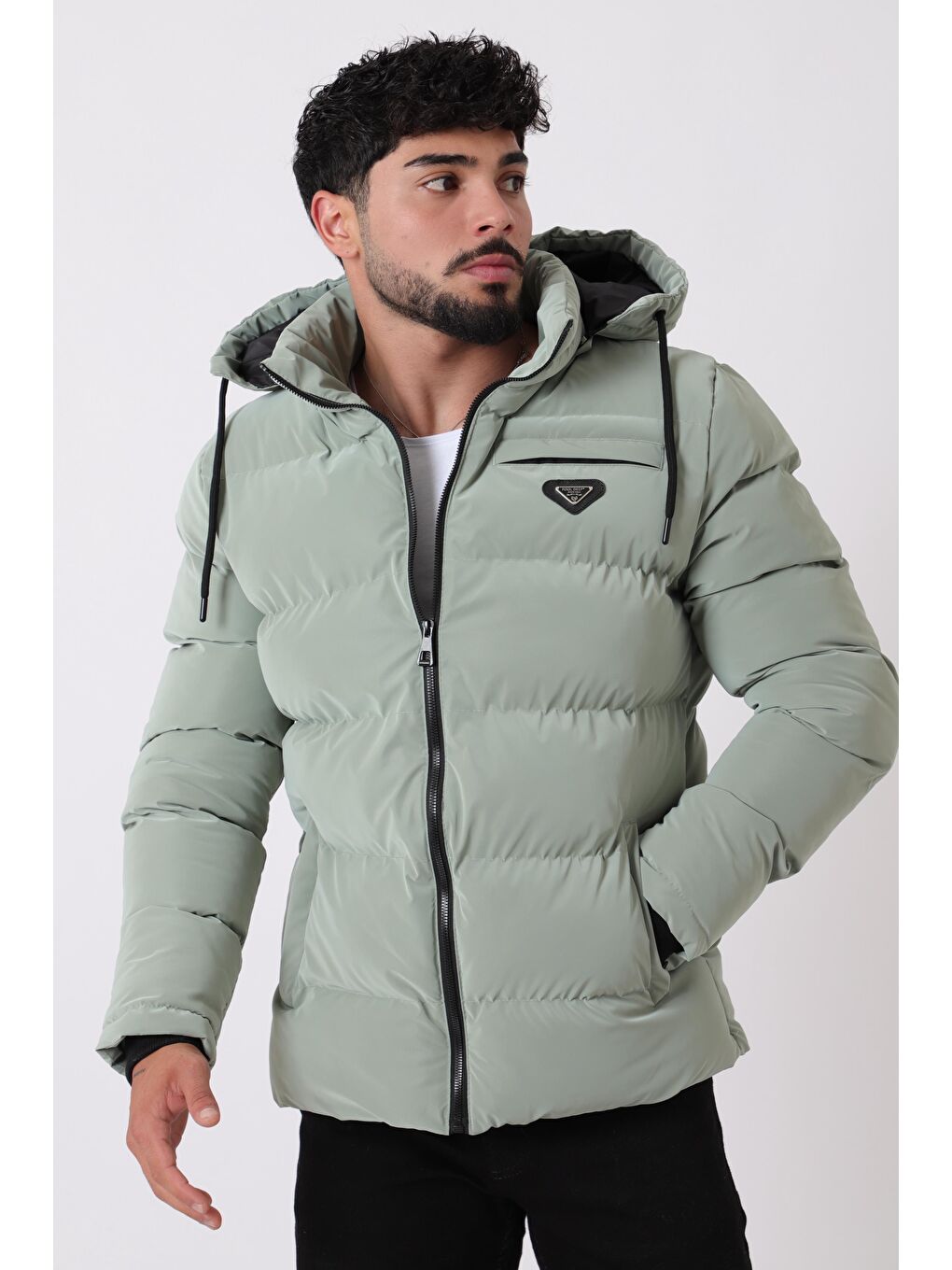 Turkuaz Cep Fermuarlı Armalı Nova Kışlık Şişme Mont PLDP 2959-NM_50451-1