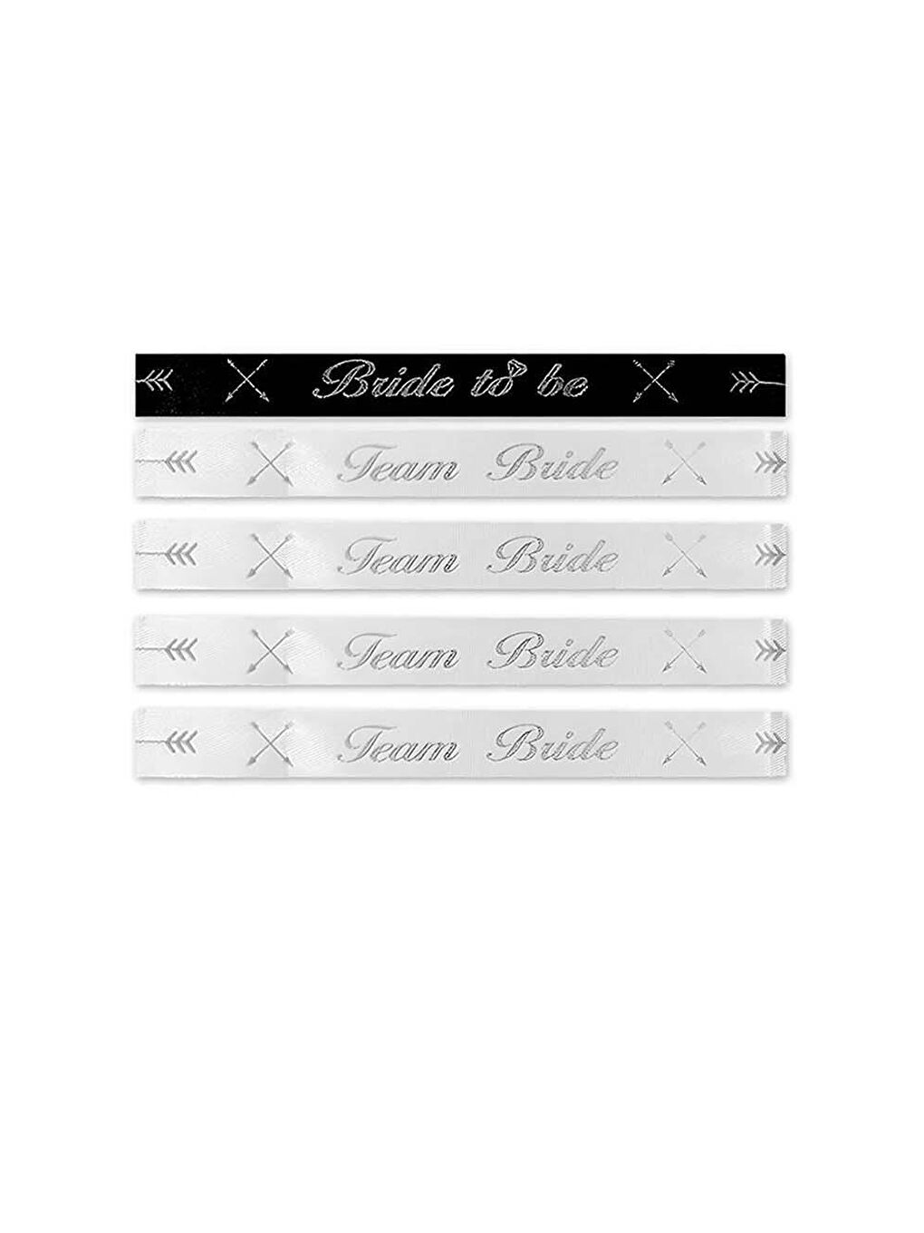 Bride Bileklik Bekarlığa Veda Parti Aksesuarı Bride-Team Bride Bileklik 5'li Beyaz Gümüş-1