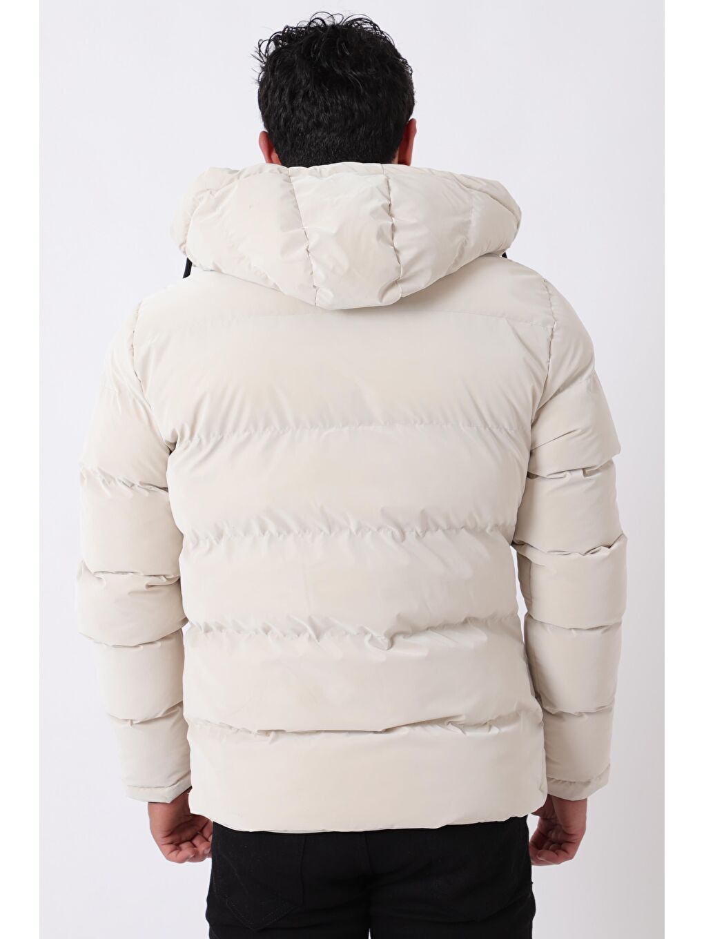 Ekru Cep Fermuarlı Armalı Nova Kışlık Şişme Mont PLDP 2959-NM_50451-5