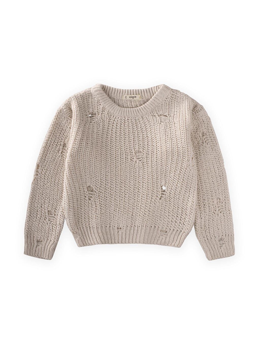 Bej Selanik Triko Kazak 2-8 Yaş Naturel