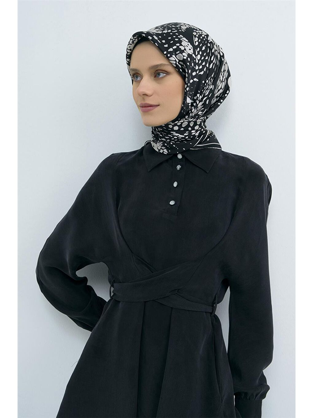 Siyah Saf İpek Sura Eşarp 9552D 90-1