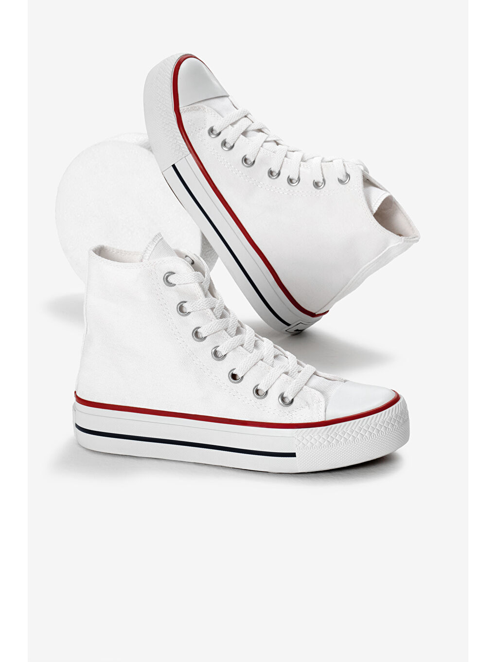 Kadın Beyaz Termo Kalın Taban Bağcıklı Uzun Keten Spor Ayakkabı