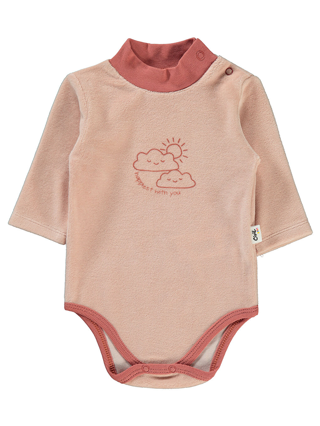 Pembe Baby Kız Bebek Çıtçıtlı Badi 1-18 Ay Pudra