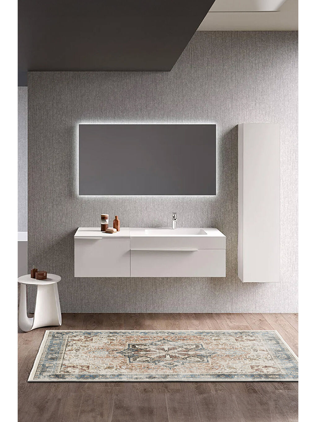 Turuncu Dekoratif Özel Tasarım Yıkanabilir İnce Kaymaz Tabanlı Modern Halı KECE FR02-3