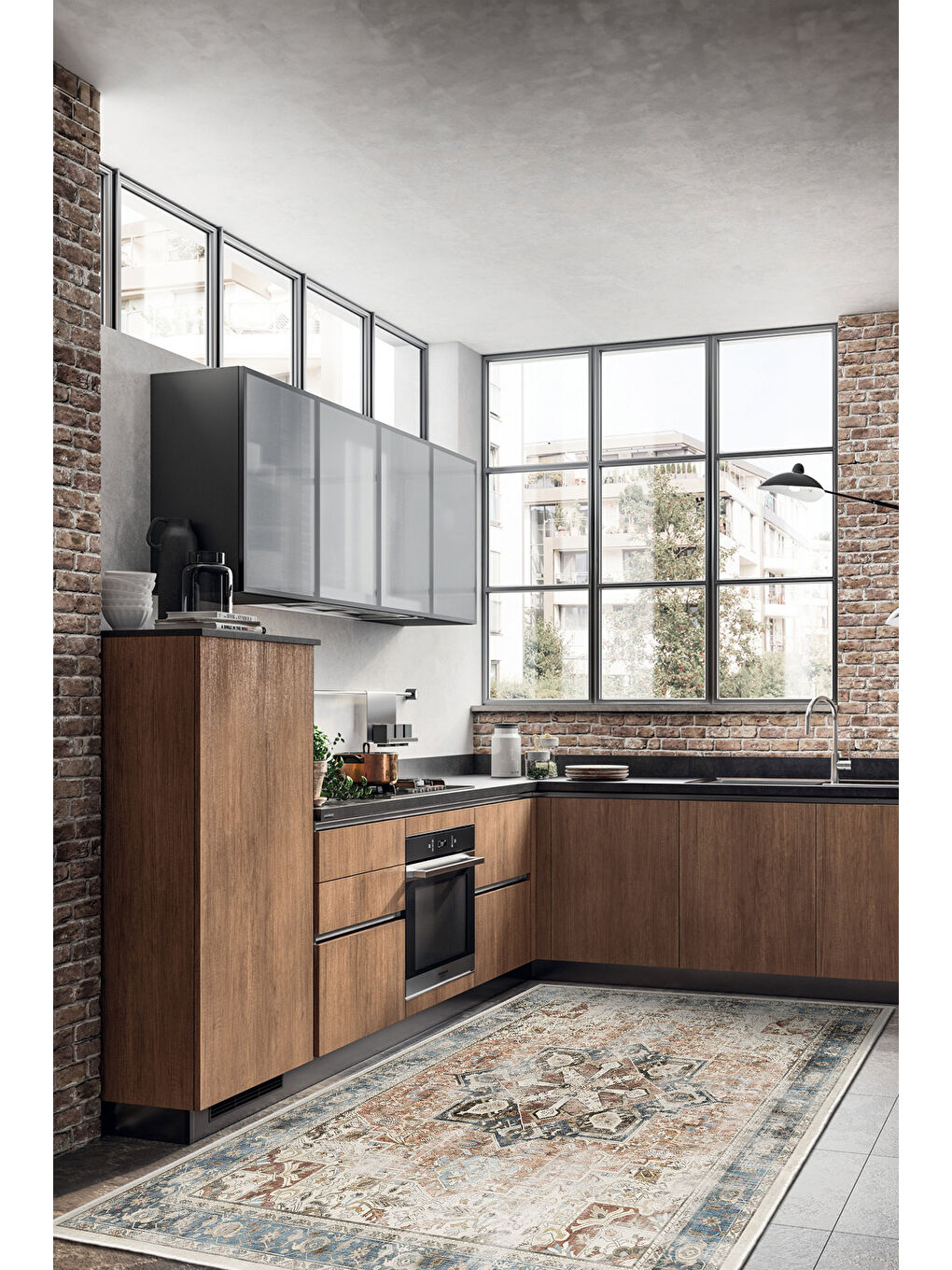 Turuncu Dekoratif Özel Tasarım Yıkanabilir İnce Kaymaz Tabanlı Modern Halı KECE FR02-4