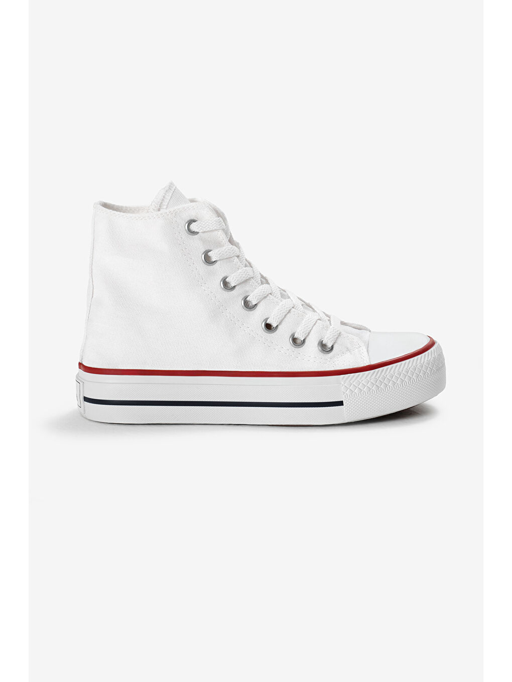 Kadın Beyaz Termo Kalın Taban Bağcıklı Uzun Keten Spor Ayakkabı-1