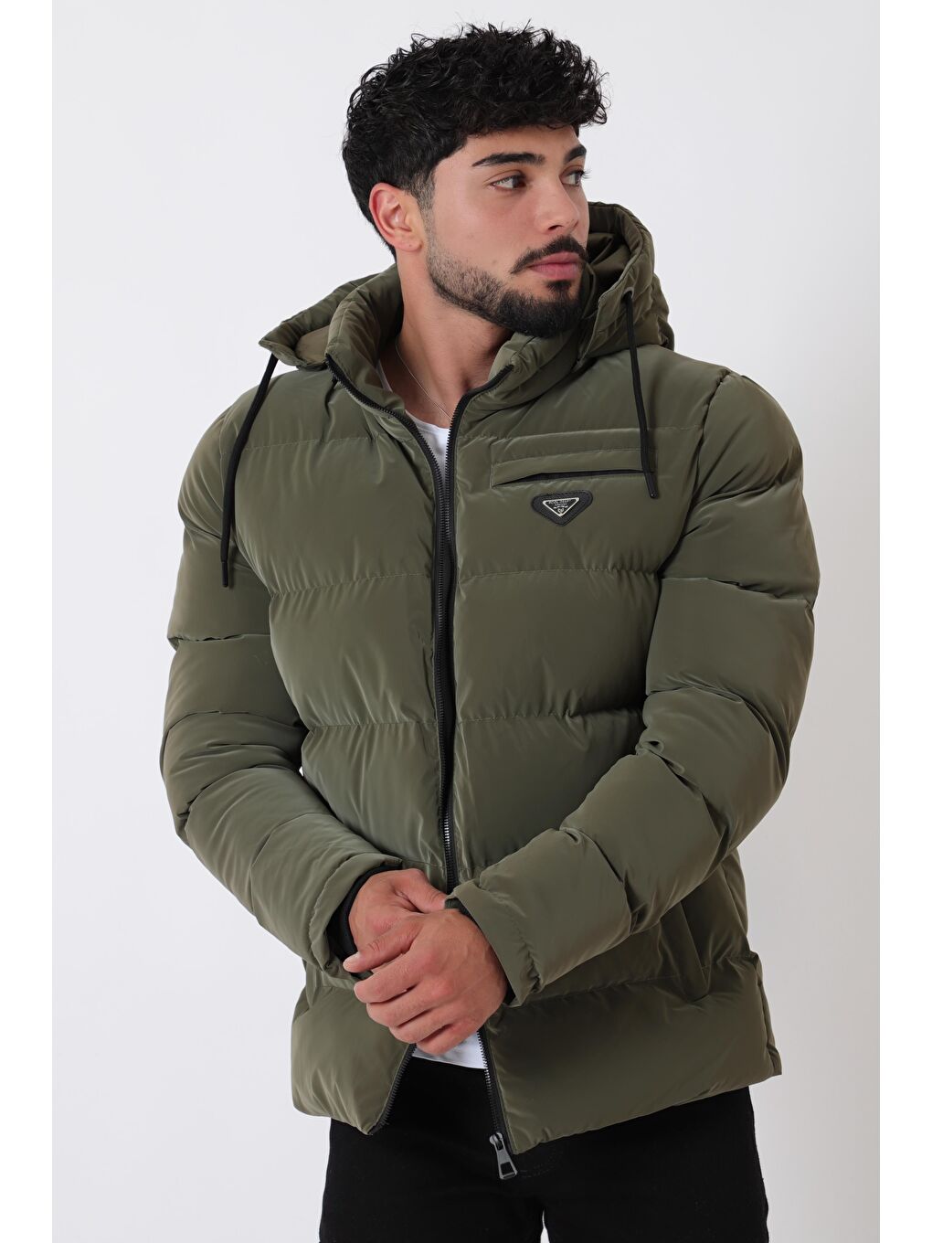 Haki Cep Fermuarlı Armalı Nova Kışlık Şişme Mont PLDP 2959-NM_50451