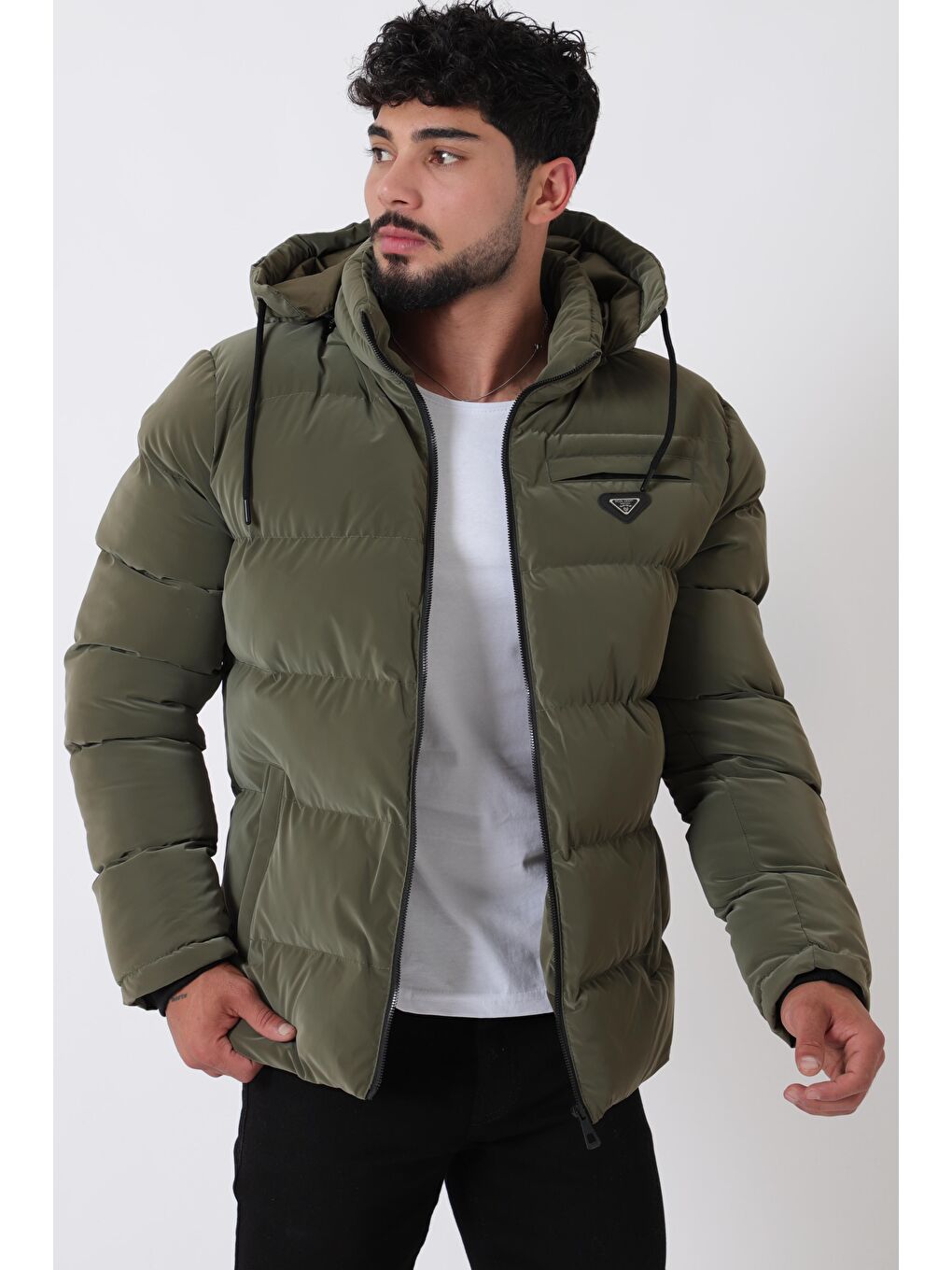 Haki Cep Fermuarlı Armalı Nova Kışlık Şişme Mont PLDP 2959-NM_50451-1