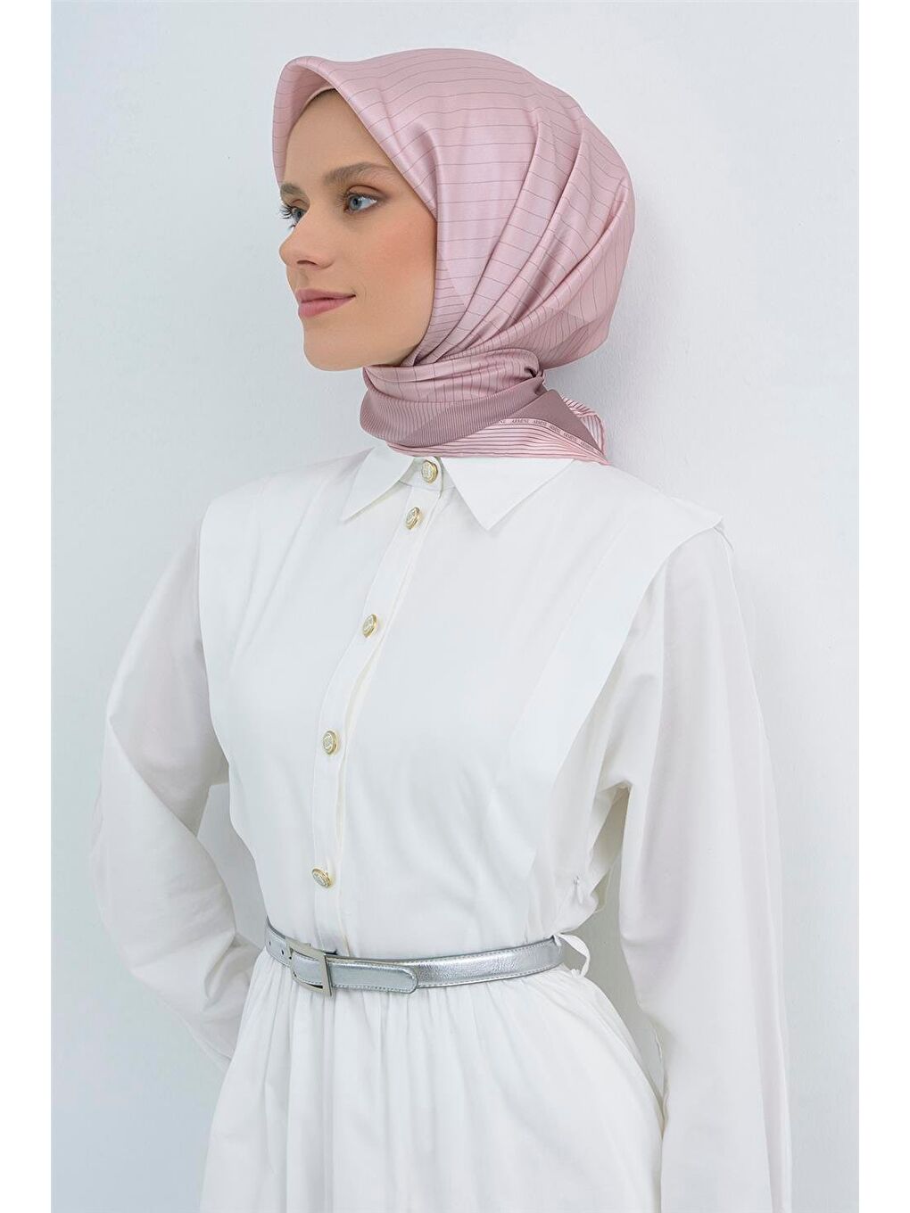 Pembe Saf İpek Sura Eşarp 9526D 07-1