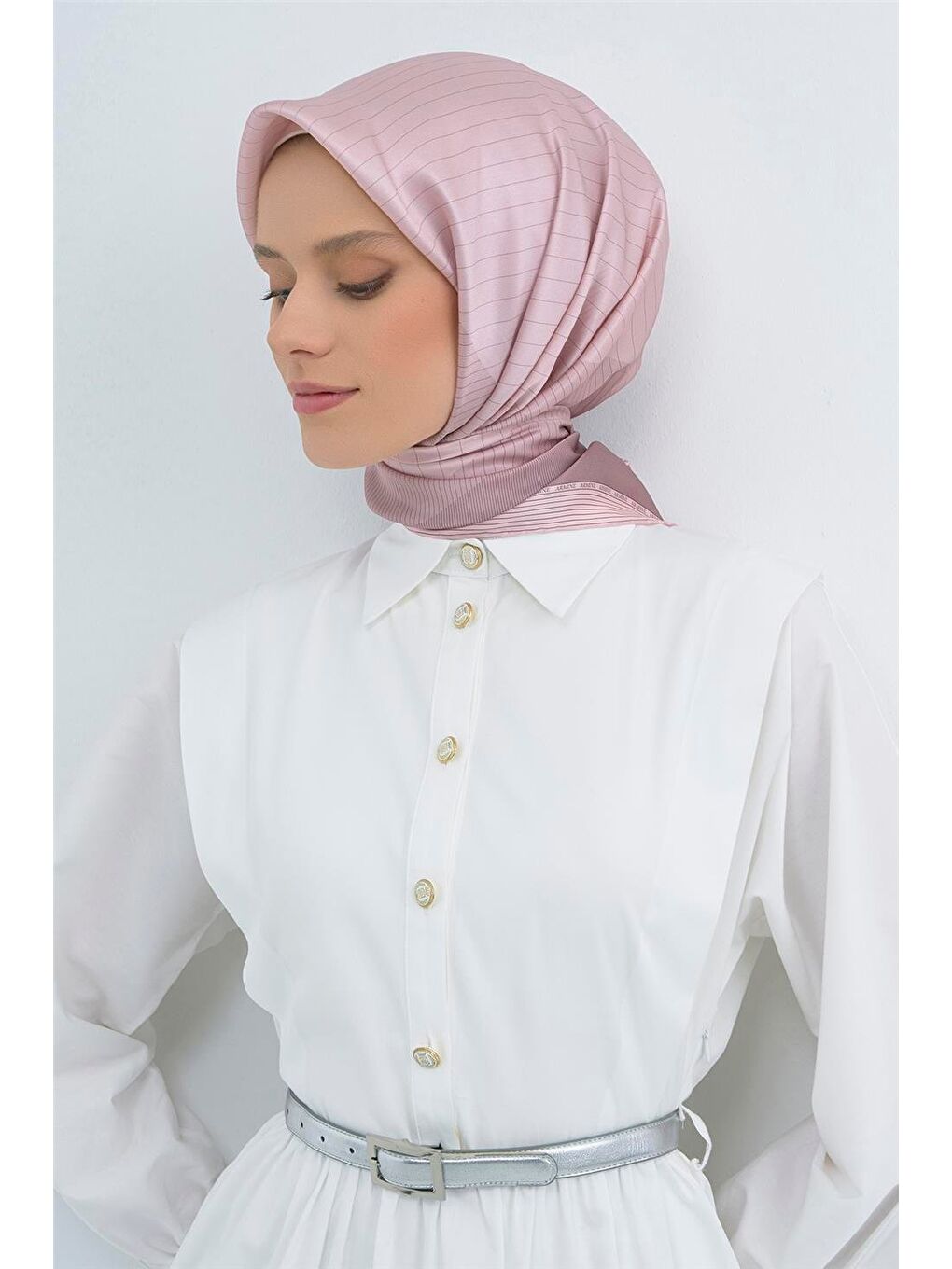 Pembe Saf İpek Sura Eşarp 9526D 07-2
