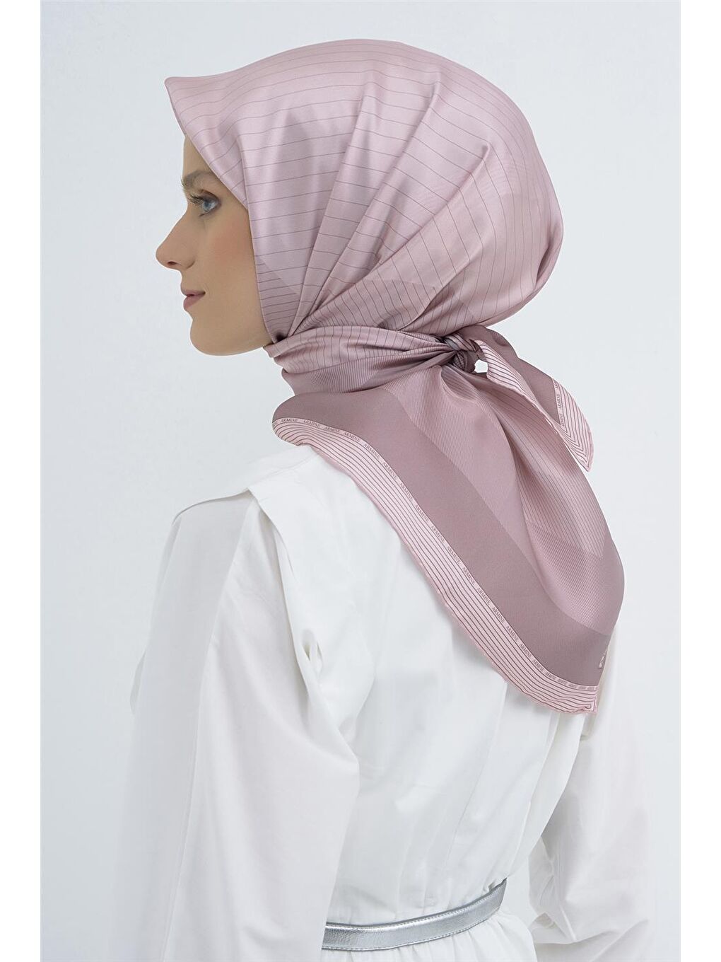 Pembe Saf İpek Sura Eşarp 9526D 07-3