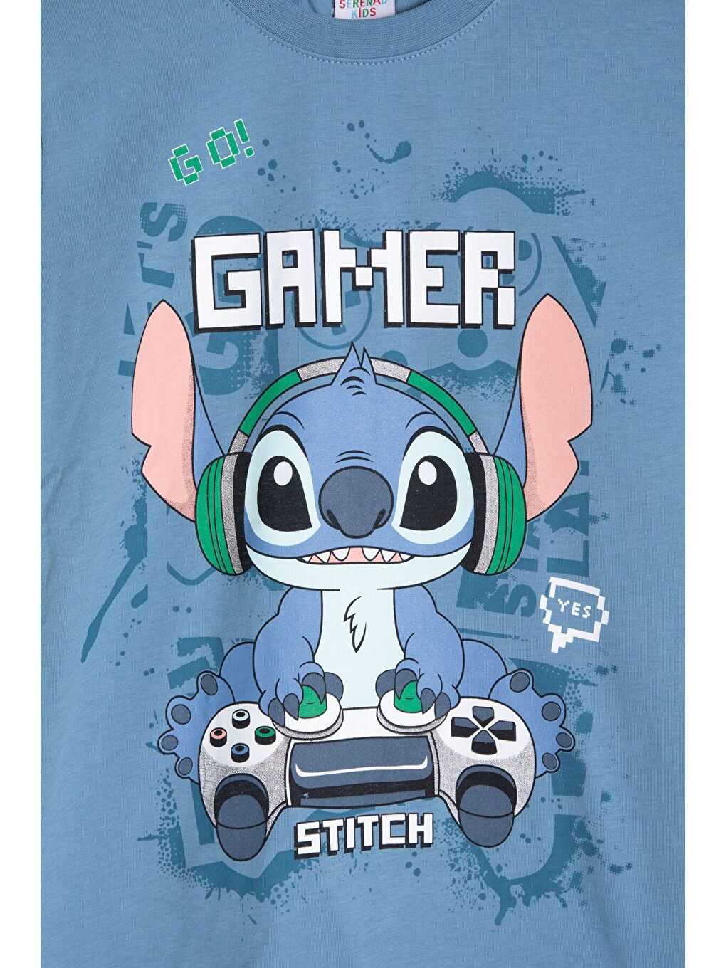 Mavi Gamer Karakter Baskılı Tişörtlü Erkek Çocuk Eşofman Takımı 23875-4