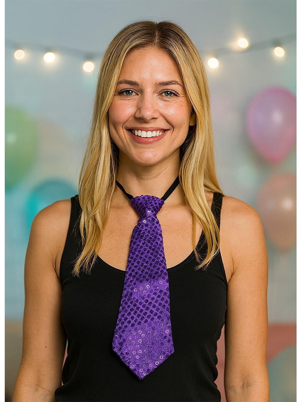 Pullu Kravat Bekarlığa Veda Parti Aksesuarı Mor