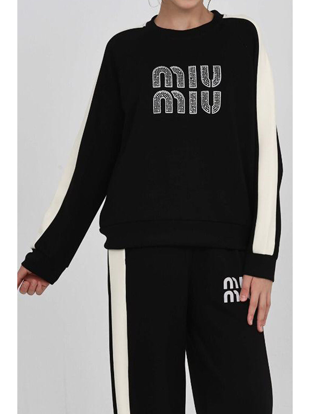 Siyah Kız Çocuk Oysho Kumaş Şerit Garni Detaylı Alt-Üst Takım 12302-1