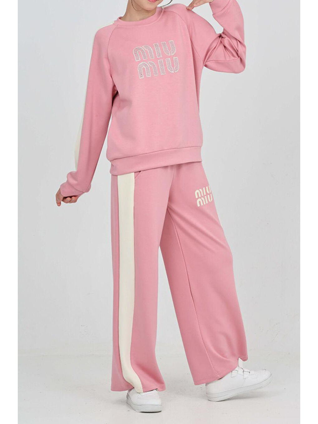 Pembe Kız Çocuk Oysho Kumaş Şerit Garni Detaylı Alt-Üst Takım 12302