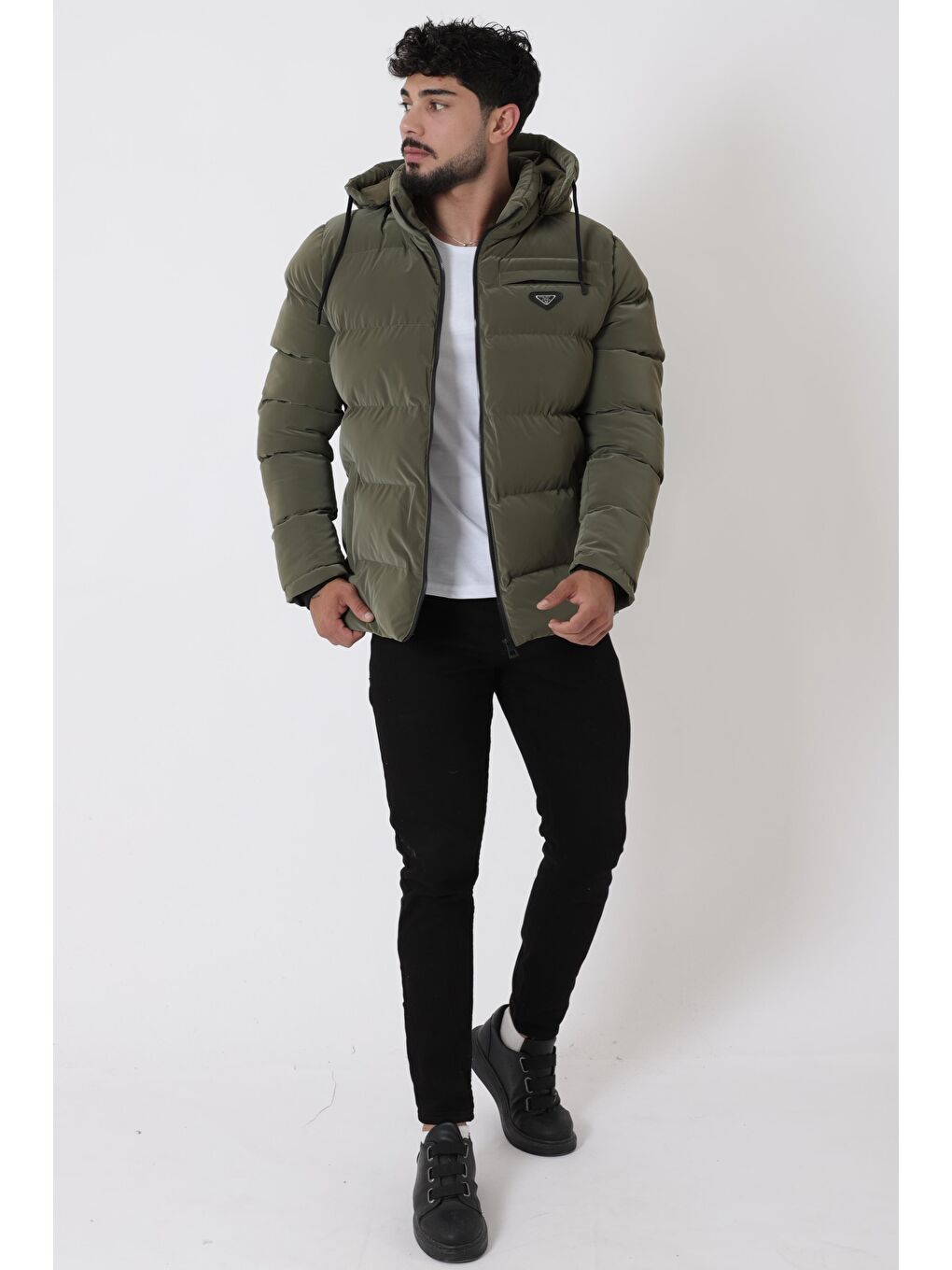 Haki Cep Fermuarlı Armalı Nova Kışlık Şişme Mont PLDP 2959-NM_50451-4