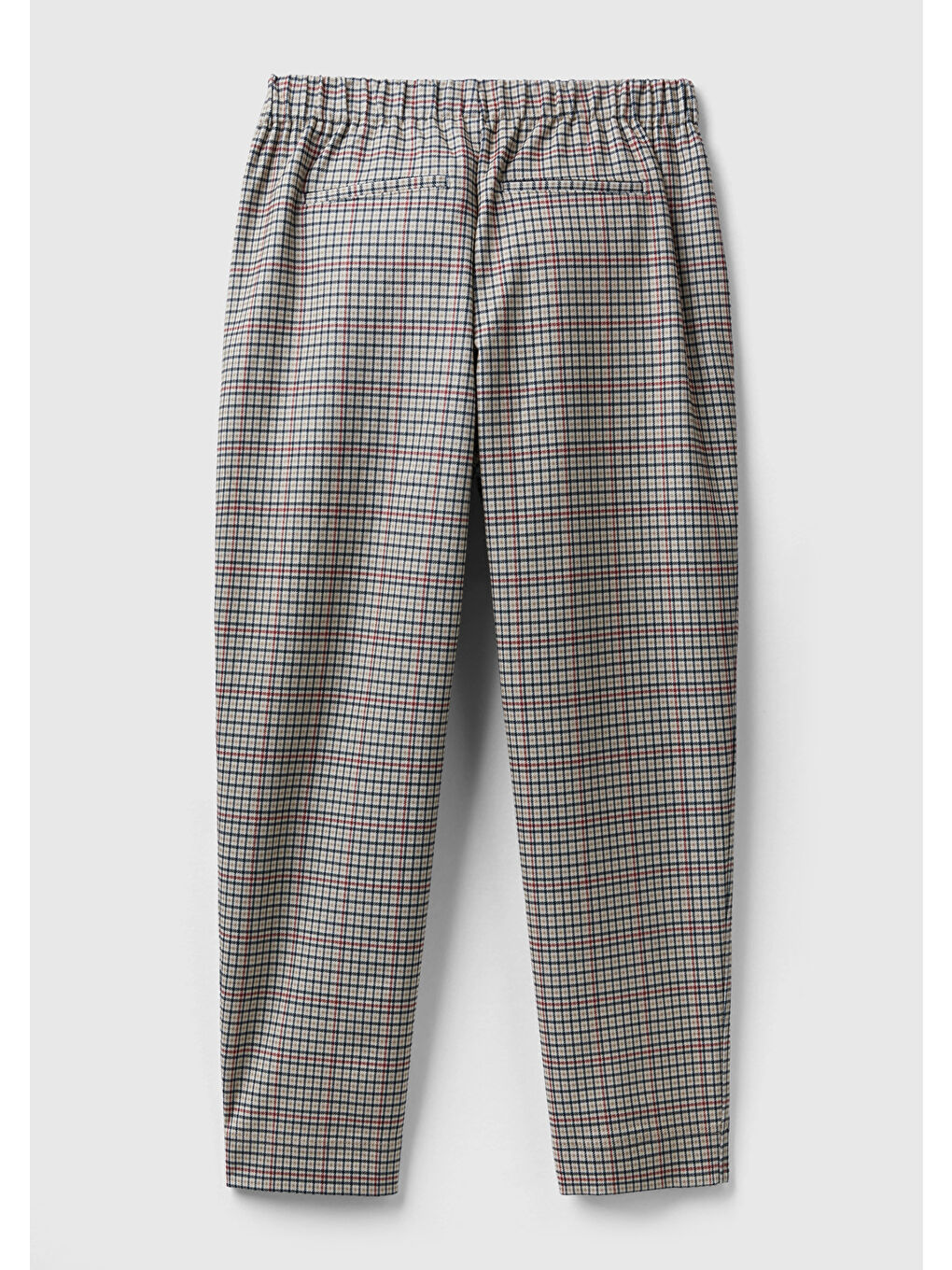 Kadın Bej Mix Ekoseli Beli Lastikli Pantolon-3