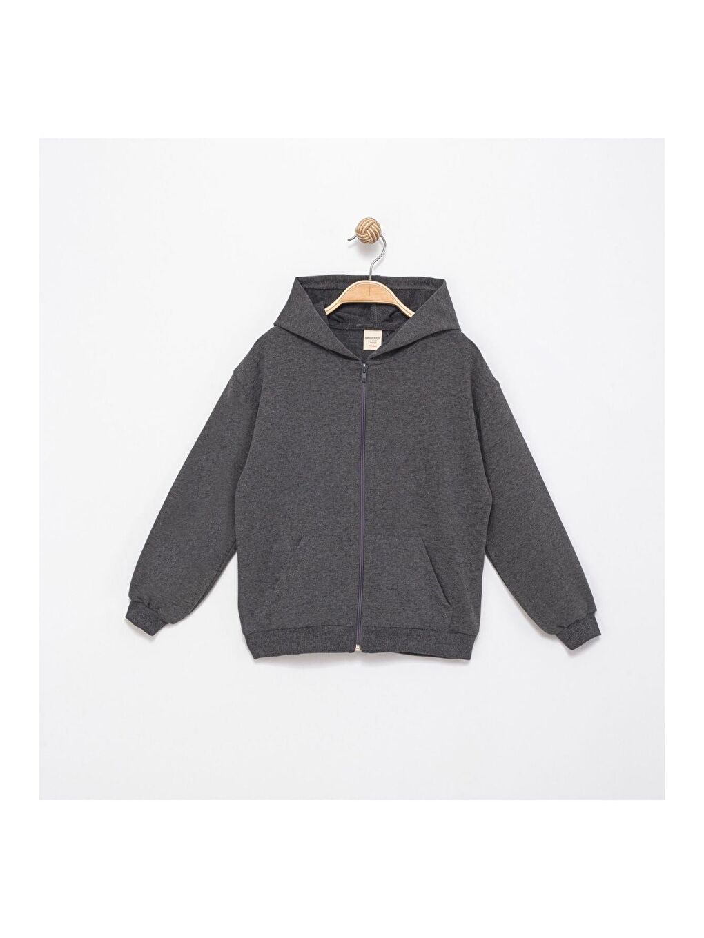 Antrasit Erkek Çocuk 2 İplik Kapüşonlu Hırka