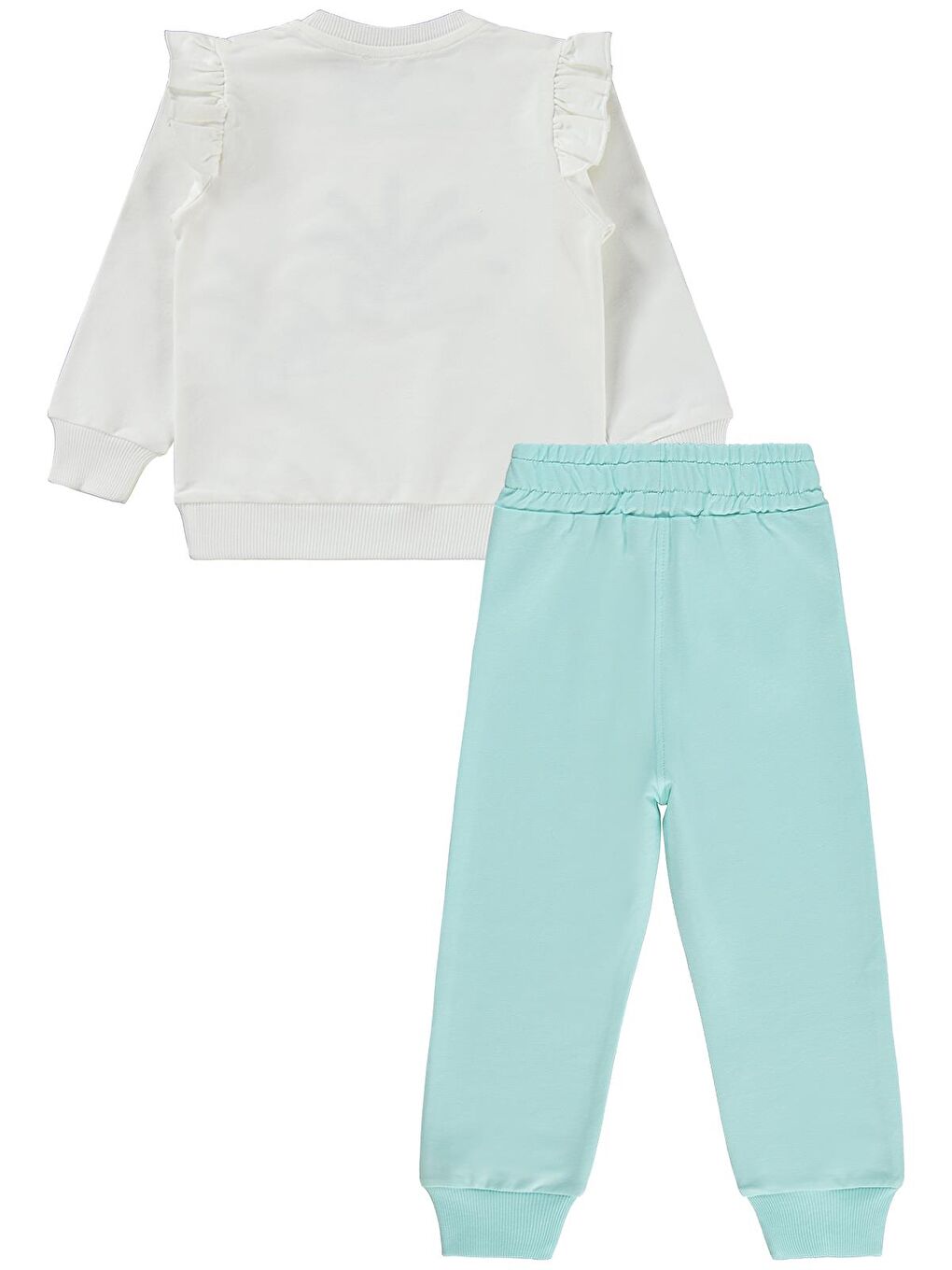 Girls Tavus Kuşu Naskışlı 2-5 Yaş Eşofman Takımı - Ekru 2-3 Yaş-2