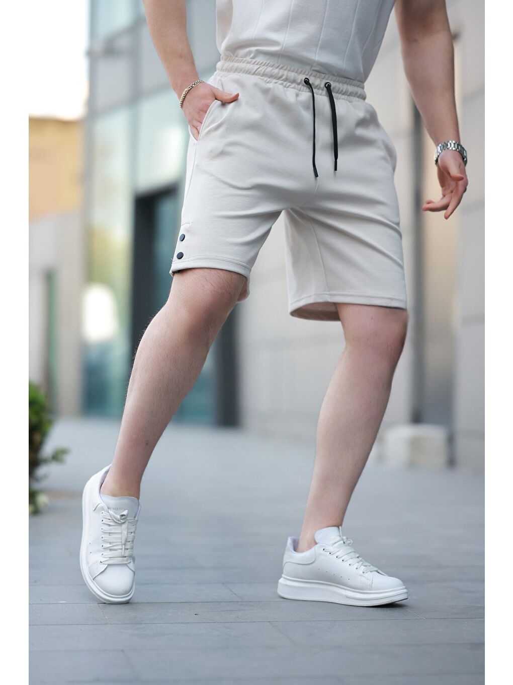 Bej Taş Rengi Basic Erkek Şort E6567-1