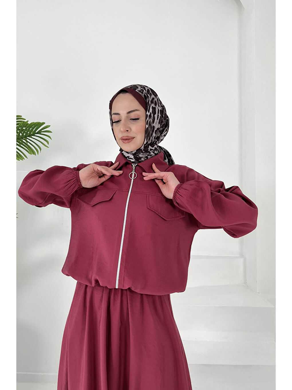 Lastikli Etekli Takım Bordo - 27011-2