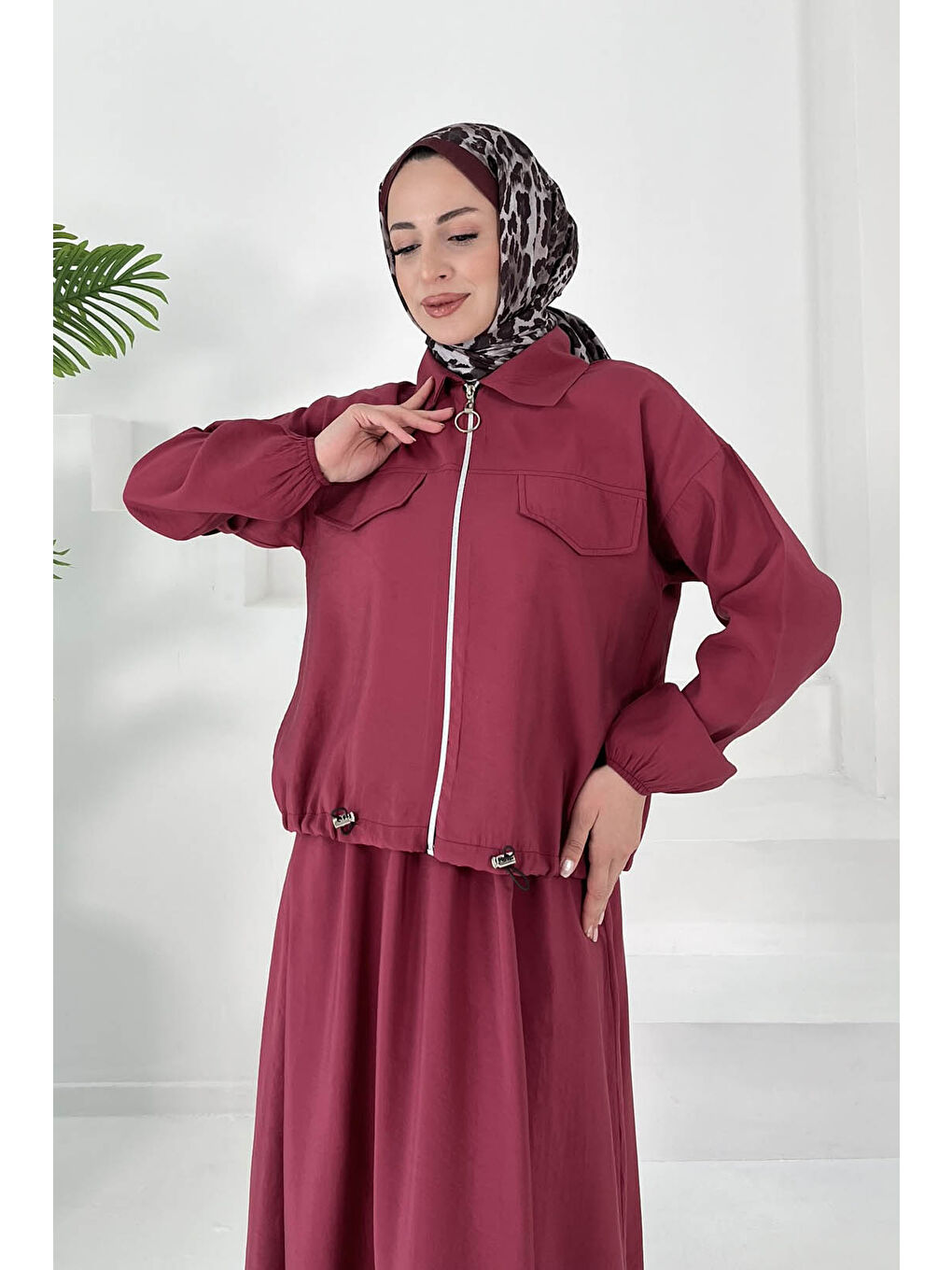 Lastikli Etekli Takım Bordo - 27011-3