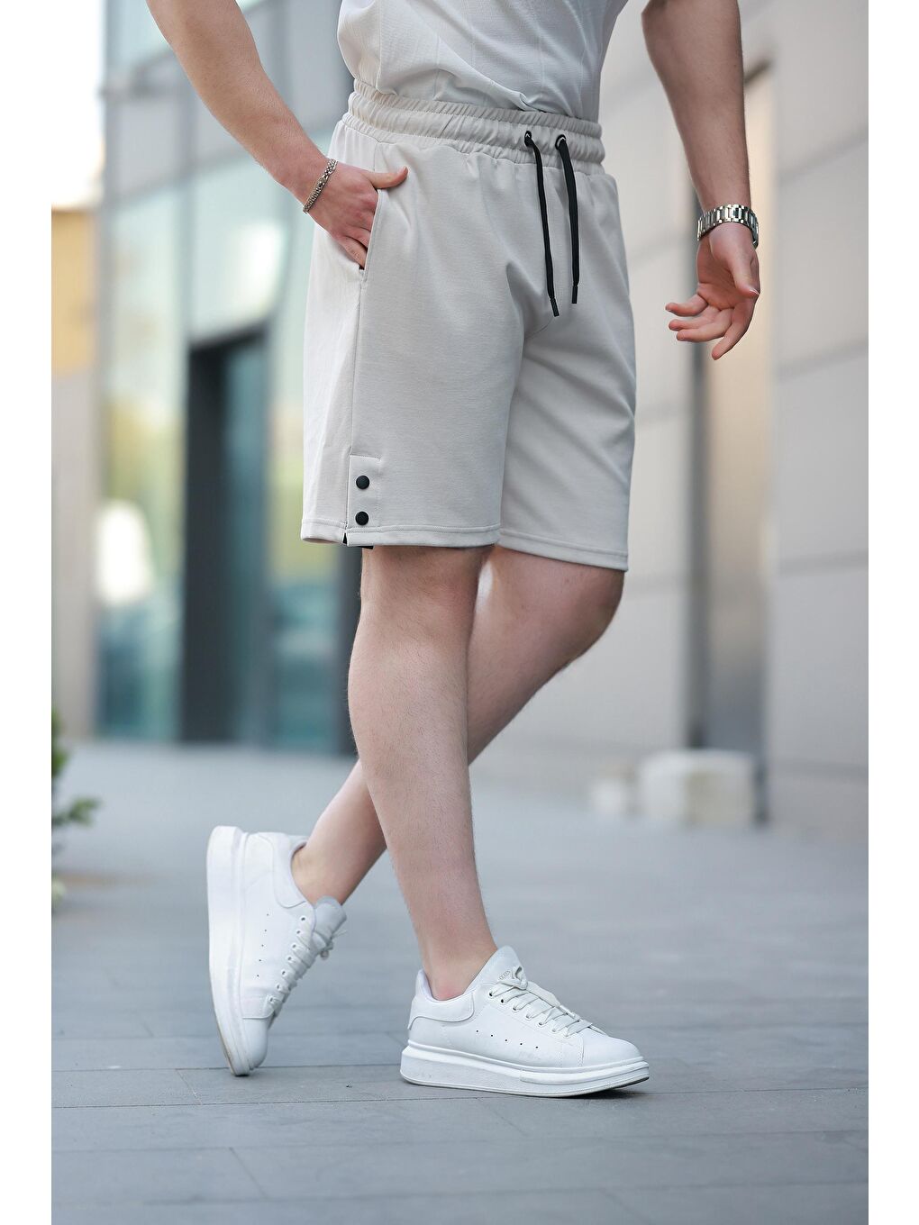 Bej Taş Rengi Basic Erkek Şort E6567-2