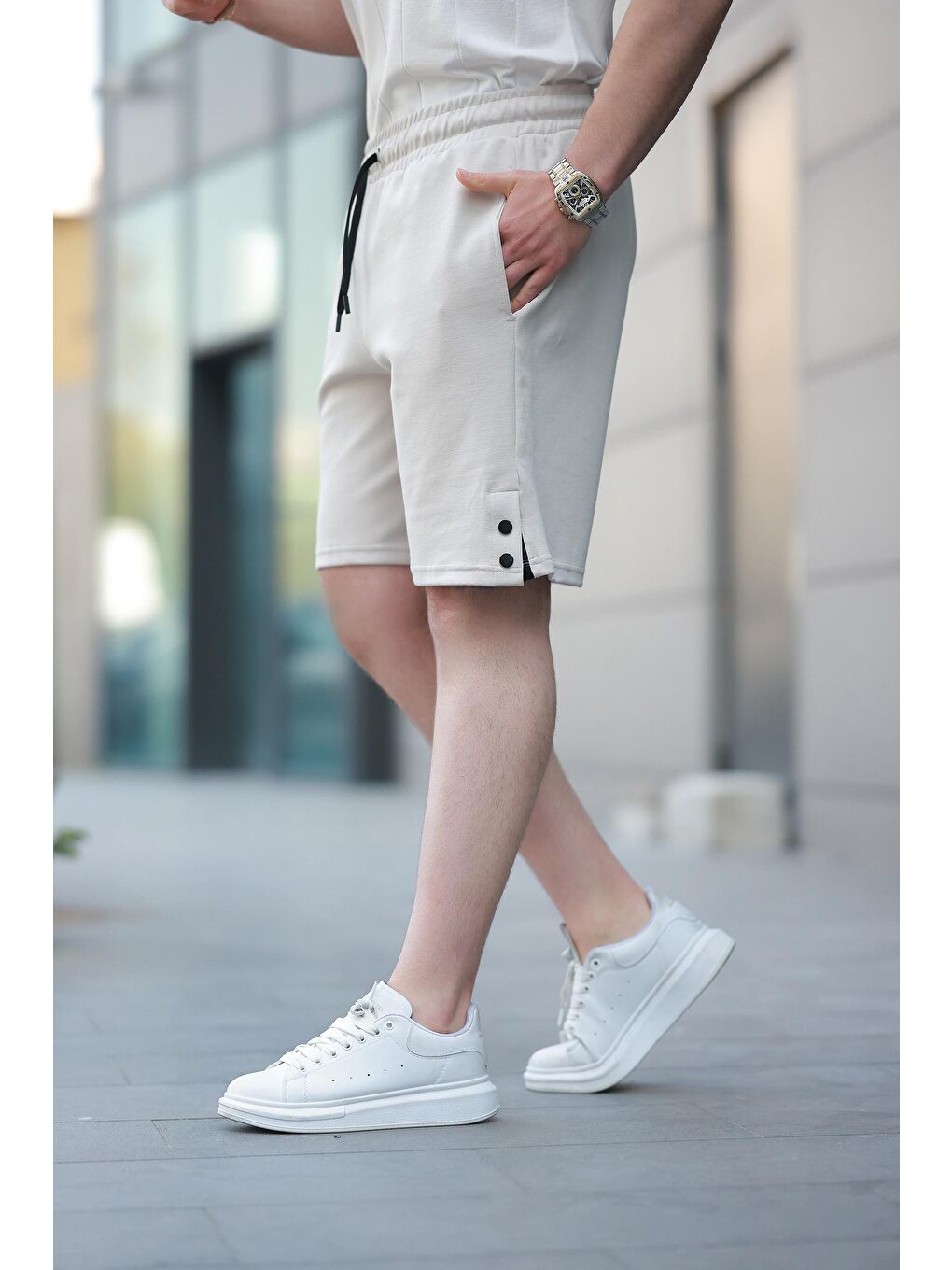 Bej Taş Rengi Basic Erkek Şort E6567-3