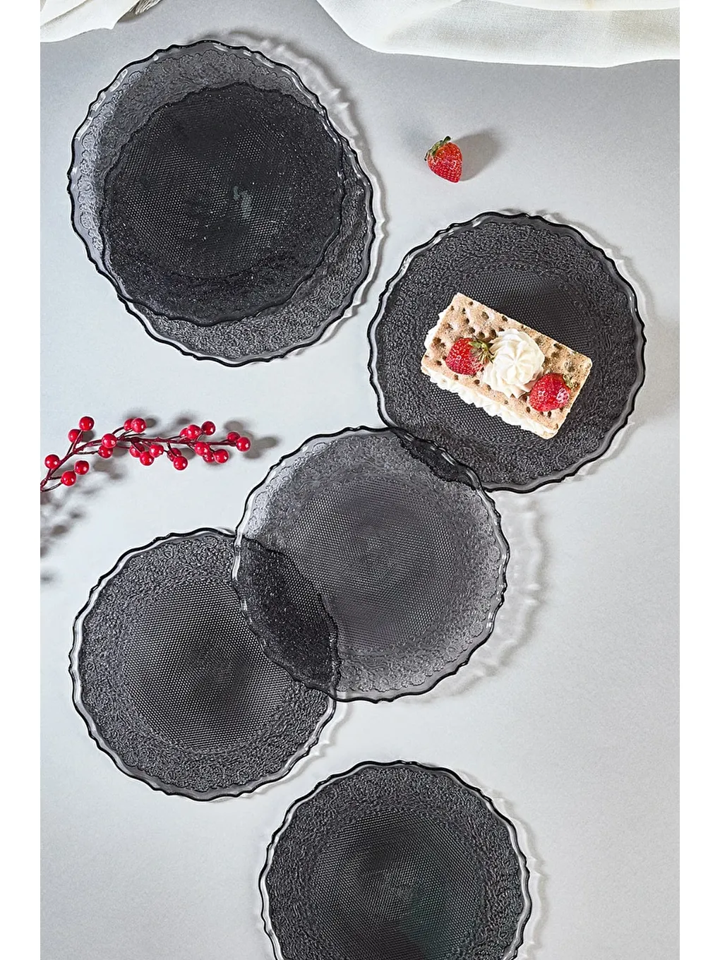 Siyah Goblen 6 Parça Pasta Servis Tabağı Seti-2