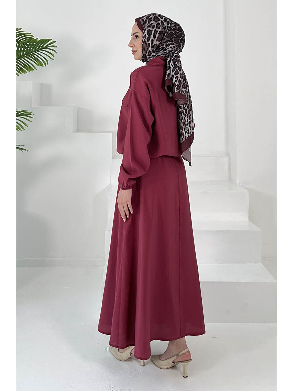 Lastikli Etekli Takım Bordo - 27011-5