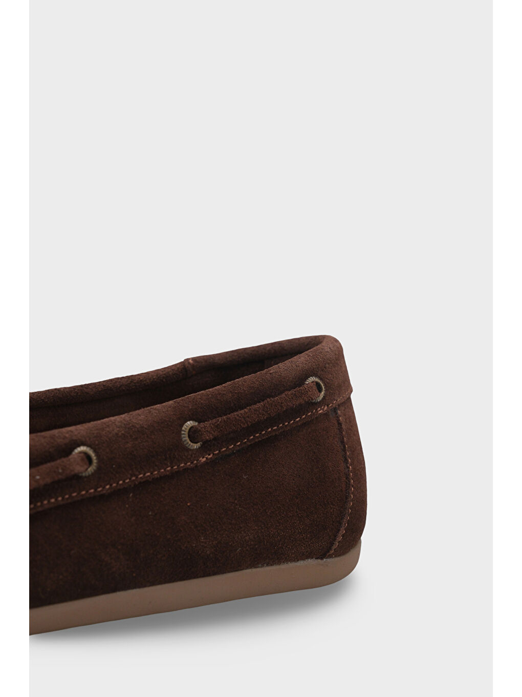 Kahverengi Vicki Hakiki Deri Süet Bağcıklı Boncuklu Konfor Kadın Loafer Tekne Ayakkabısı-2