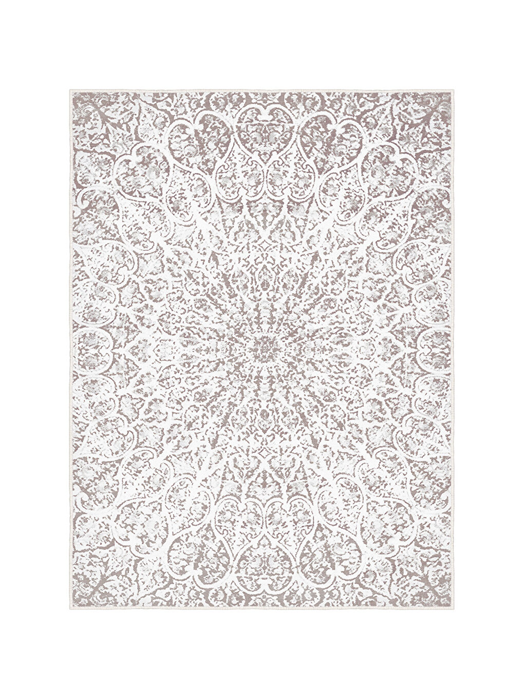 Ekru Dekoratif Özel Tasarım Yıkanabilir İnce Kaymaz Tabanlı Modern Halı KECE FR01