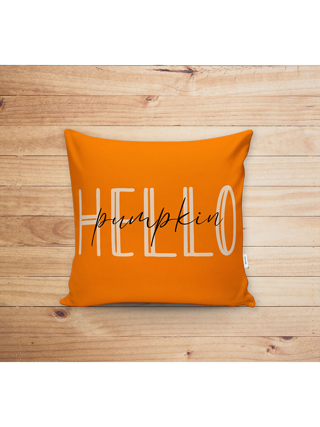 Karışık Çift Taraf Baskılı Kadife Doku Sonbahar Ve Kabak Desenli Kırlent Kılıfı-1