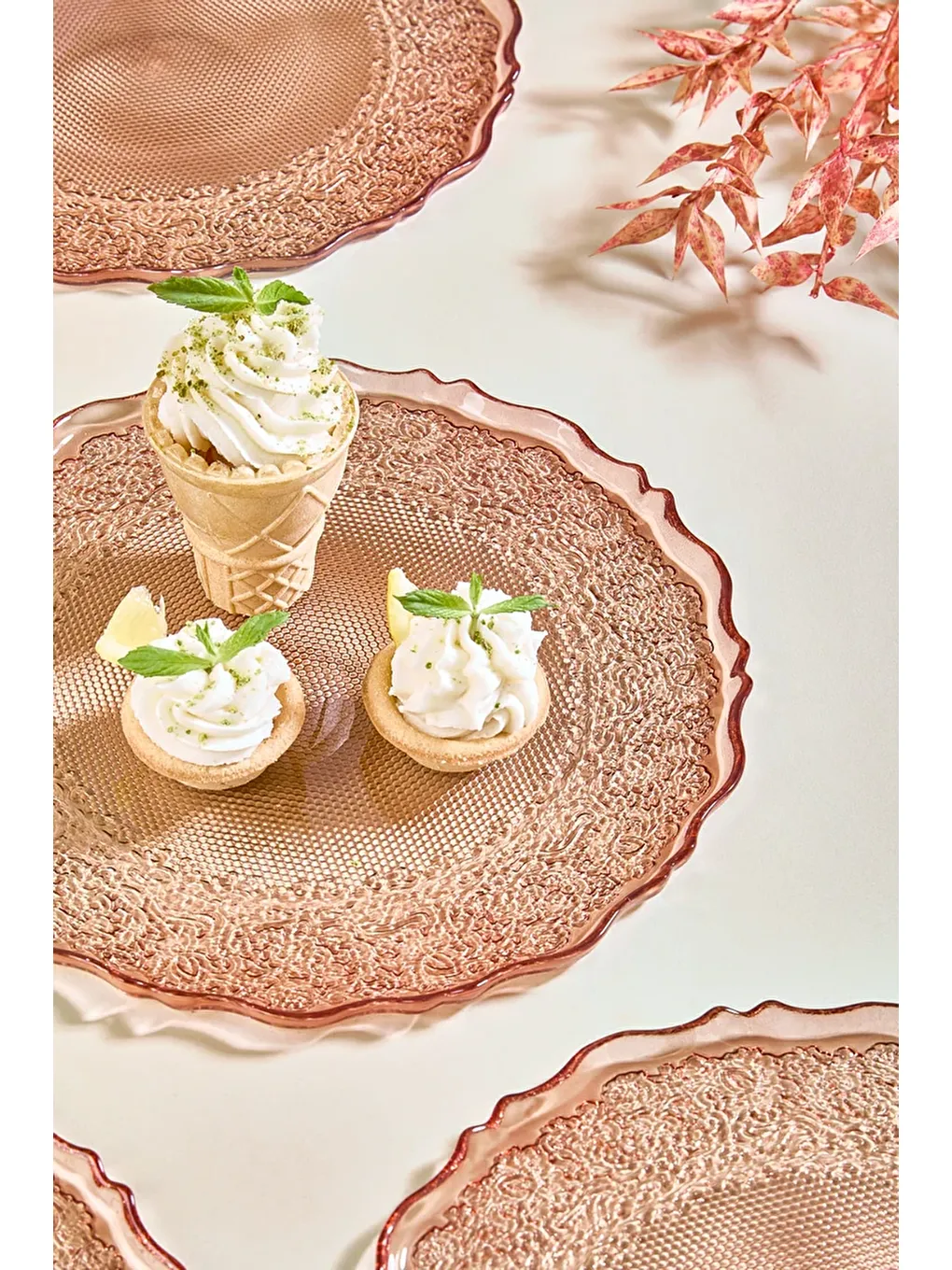 Turuncu Goblen 6 Parça Pasta Servis Tabağı Seti-1