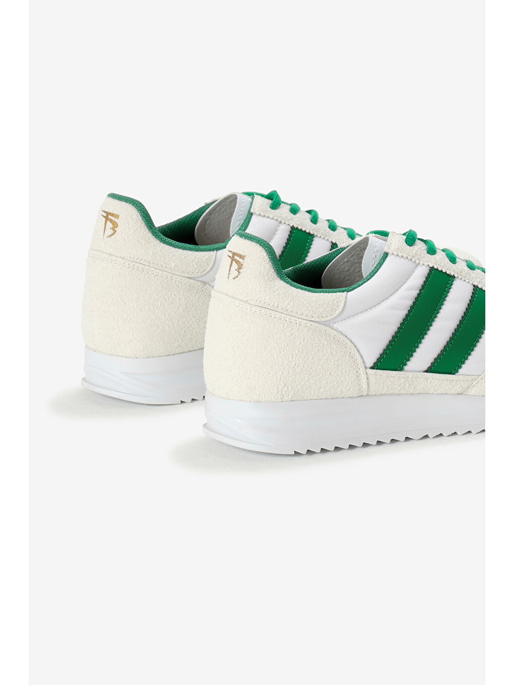 Unisex Beyaz Yeşil Termo Taban Çift Şeritli Bağcıklı Spor Ayakkabı-4