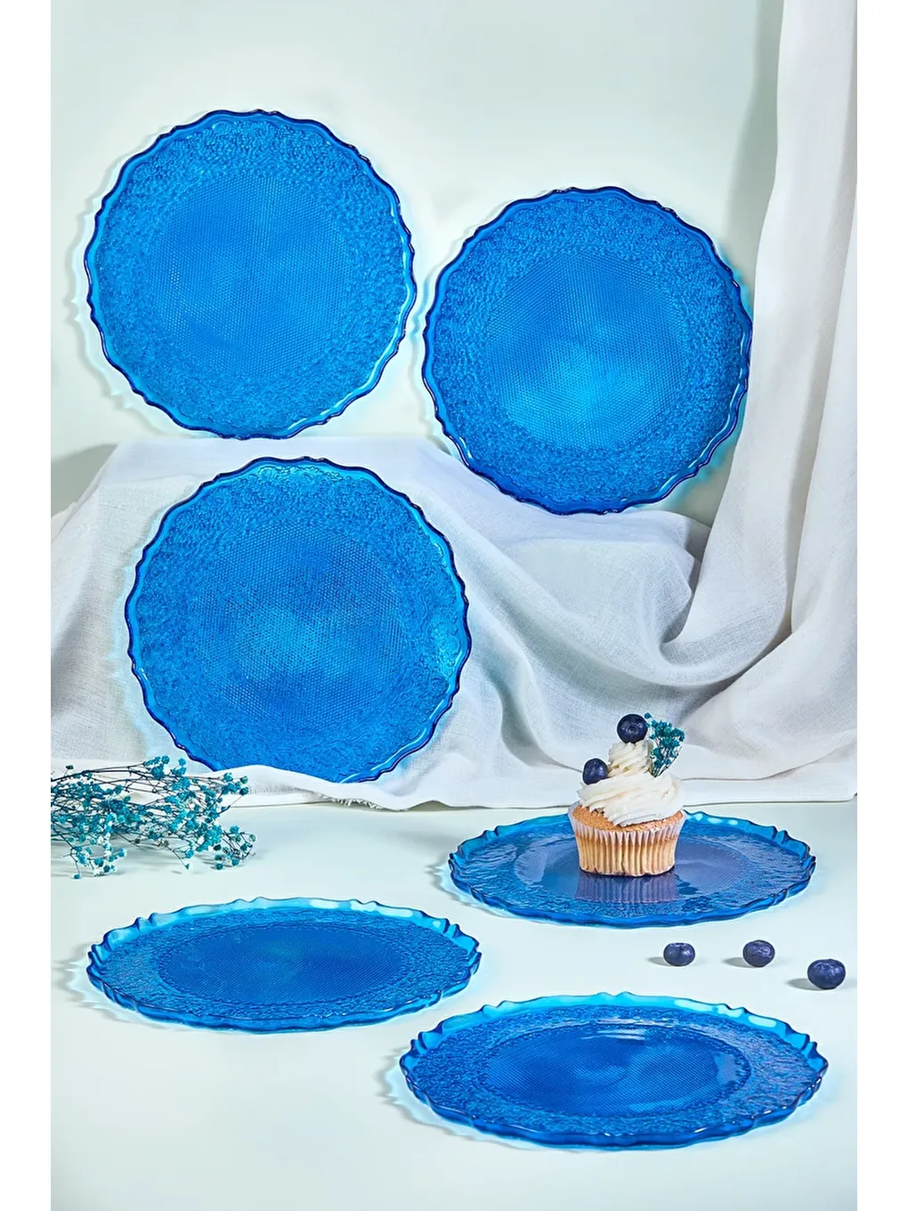 Mavi Goblen 6 Parça Pasta Servis Tabağı Seti-2