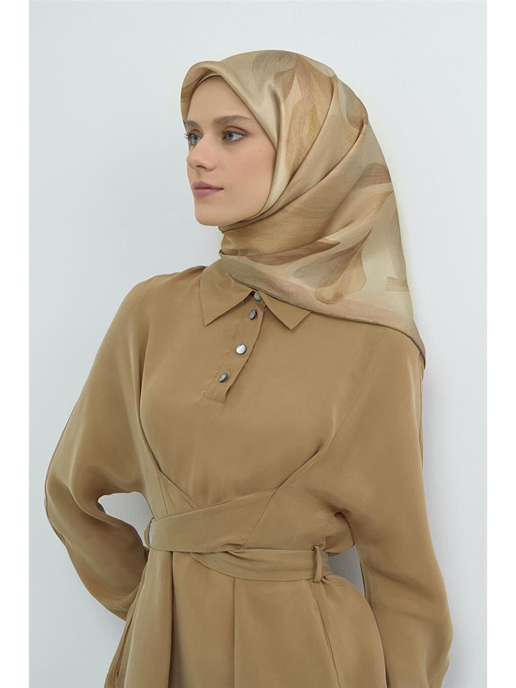 Sarı Saf İpek Sura Eşarp 9519D 85-1