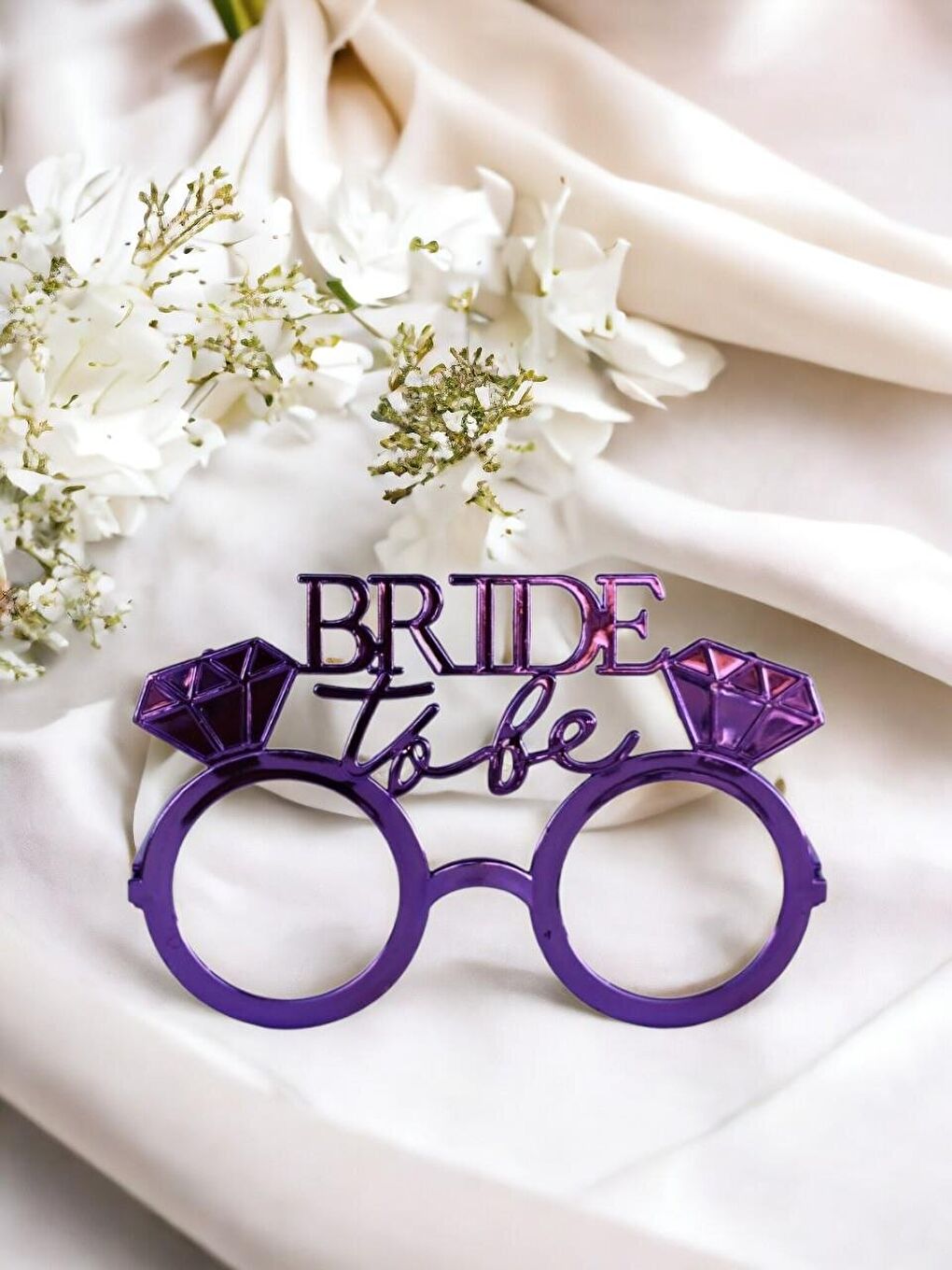 Bride to be Bekarlığa Veda Partisi Gözlüğü Tek Taşlı Bride Gözlük Mor